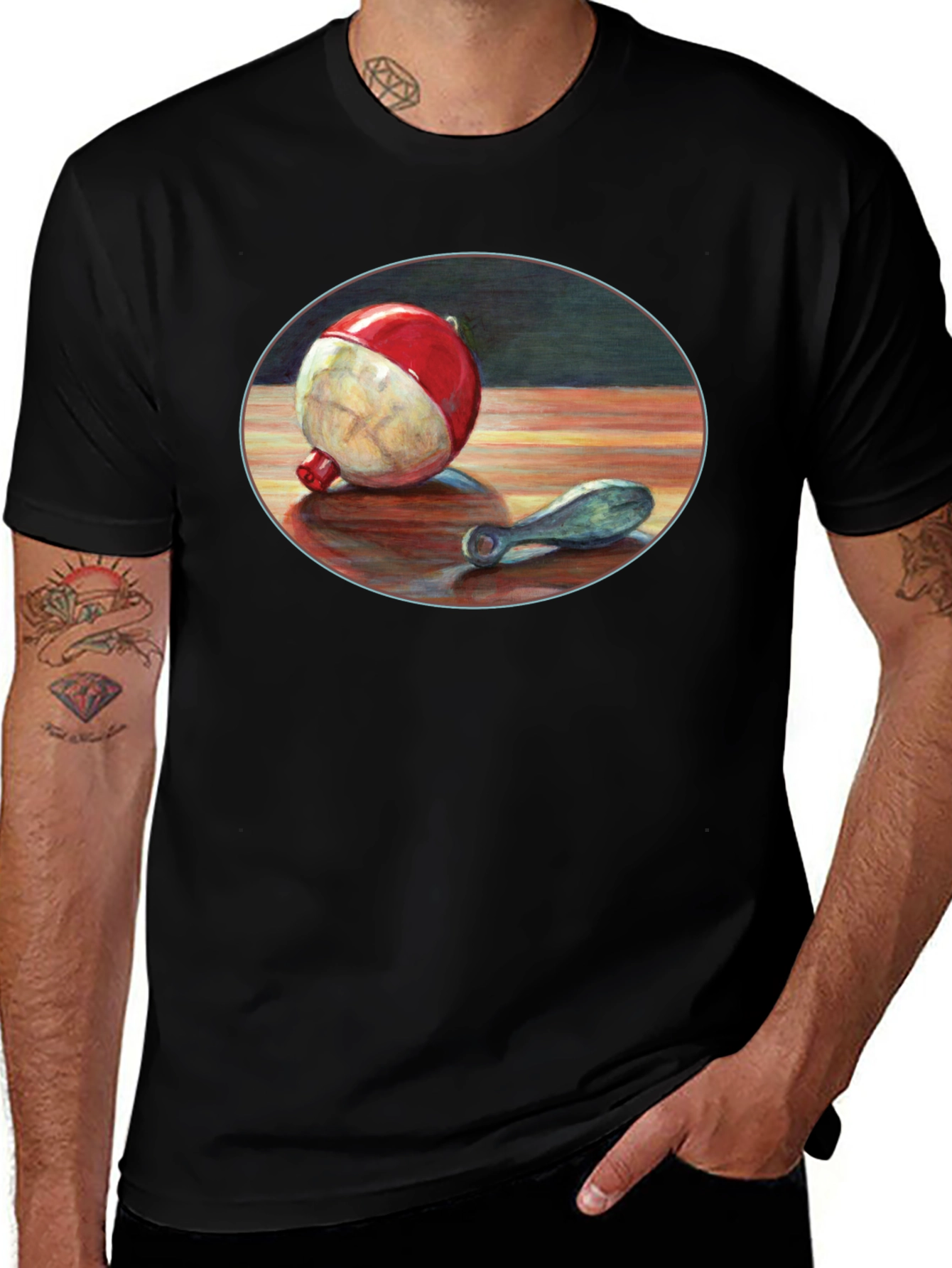 Fishing Bobber Graphic Tee - Black