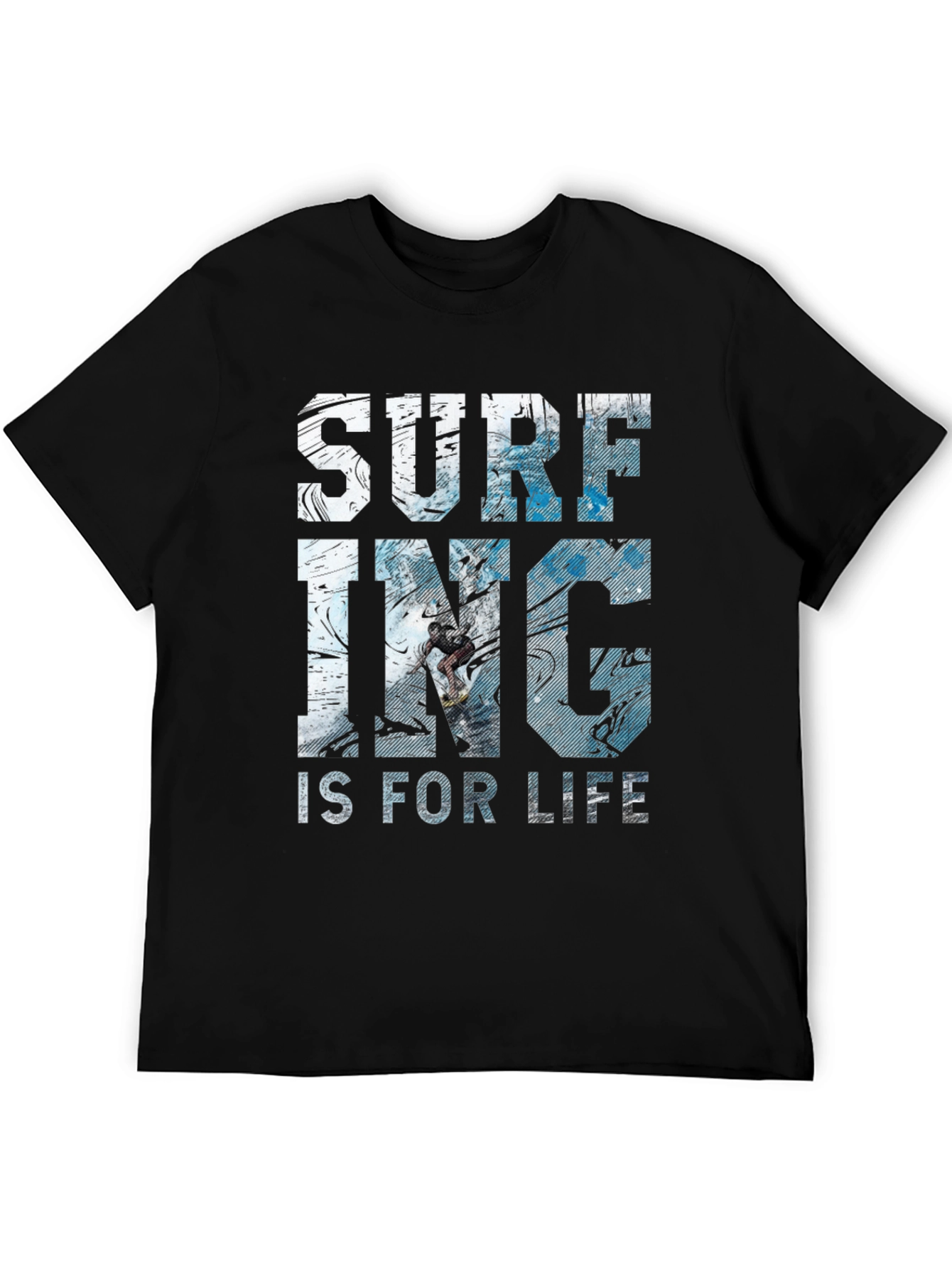 Surfing Is For Life Graphic Tee - Black
