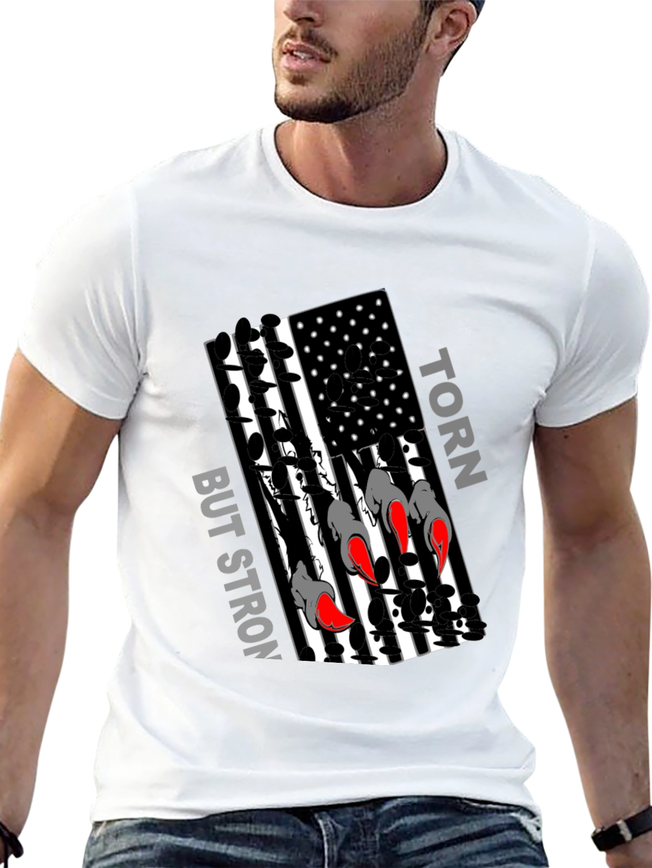 Torn But Strong USA Flag Graphic T-Shirt
