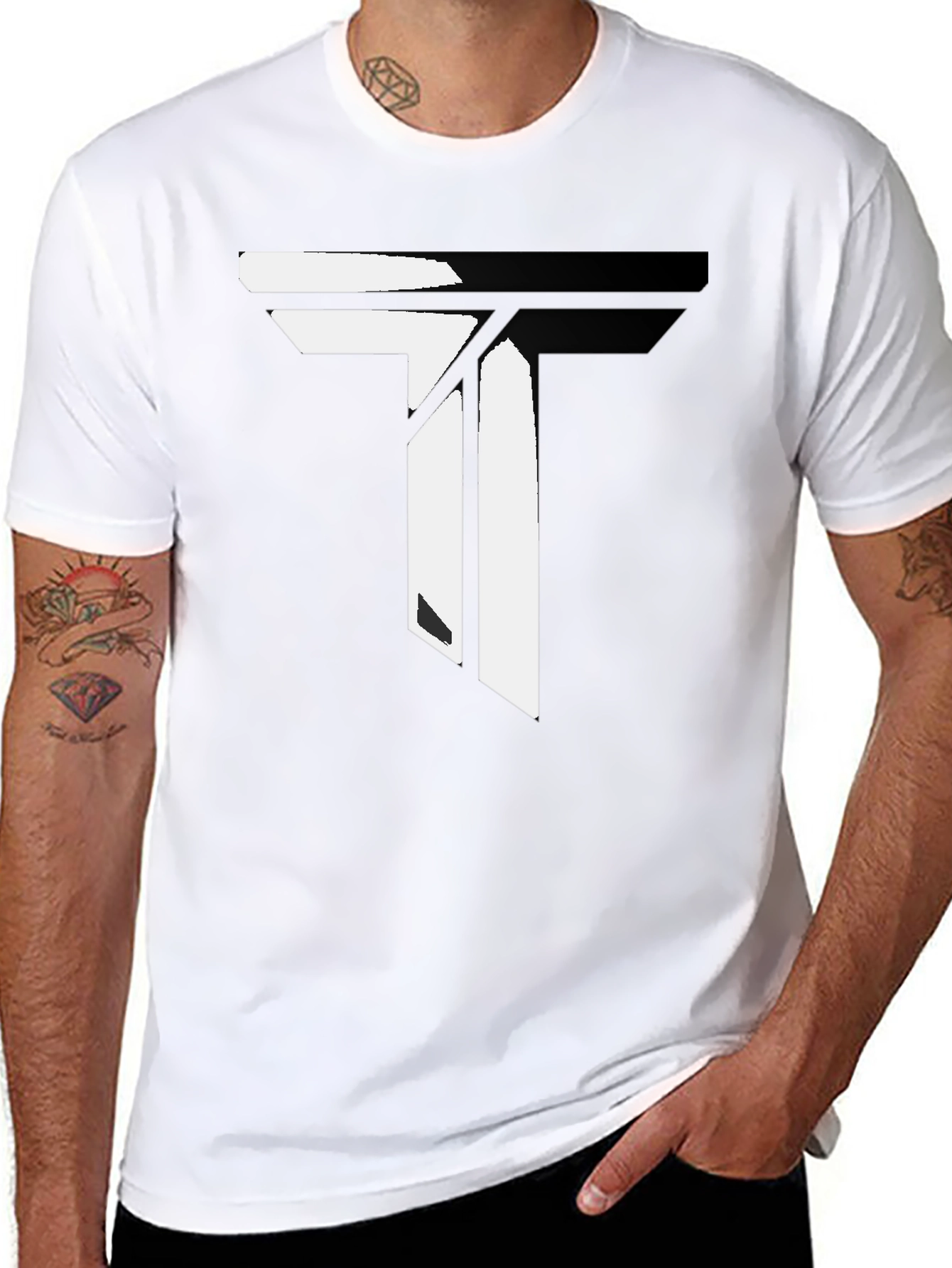 Modern Black T-Shirt with Geometric T Design