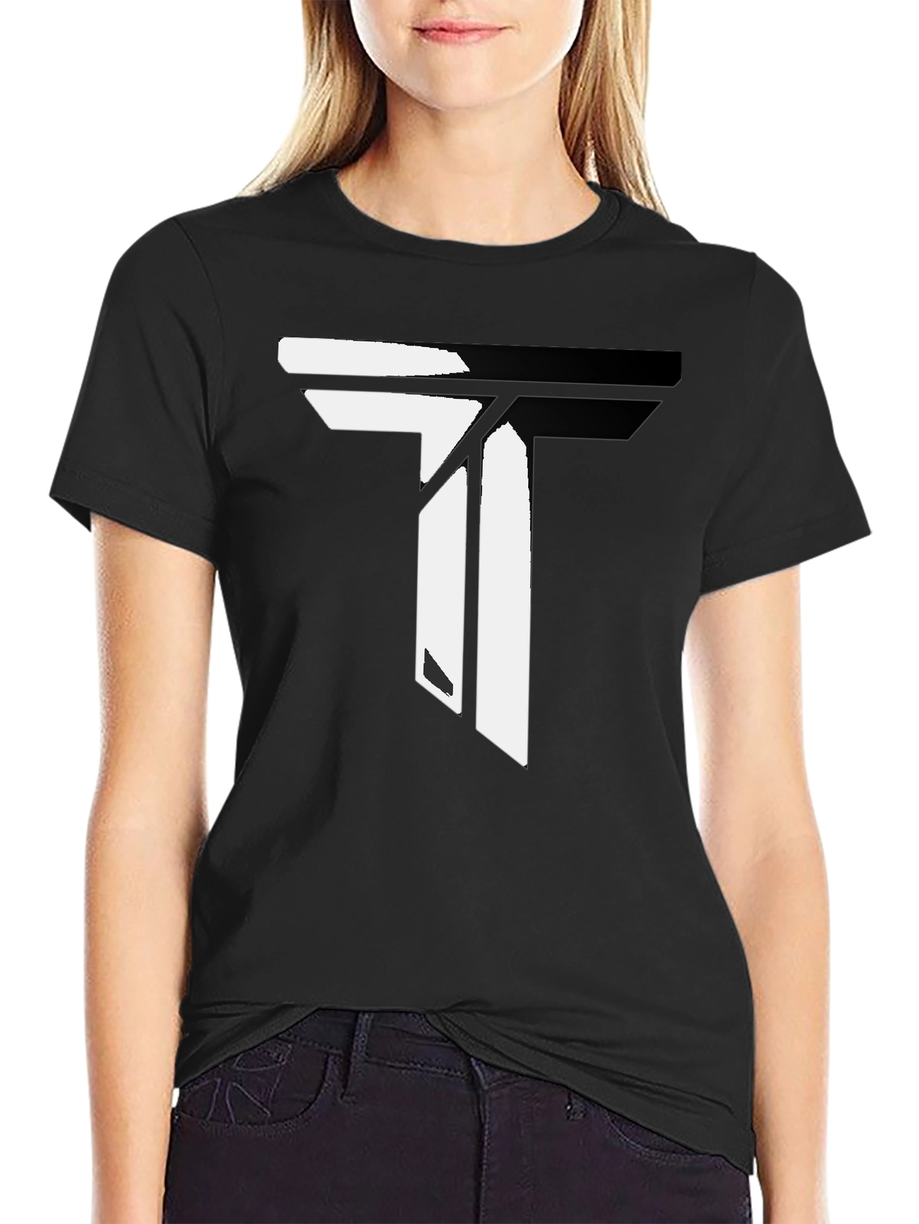 Modern Black T-Shirt with Geometric T Design