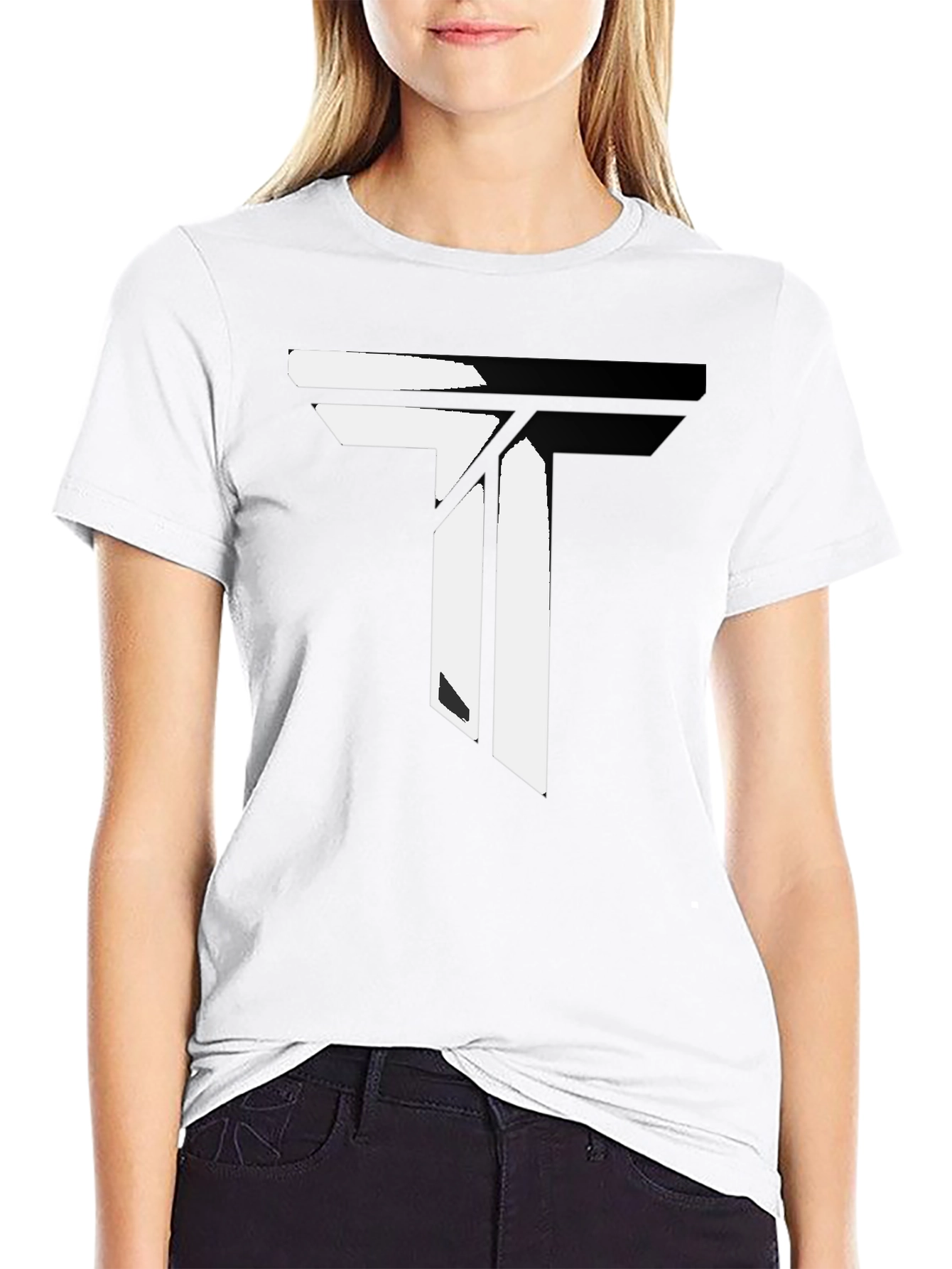 Modern Black T-Shirt with Geometric T Design