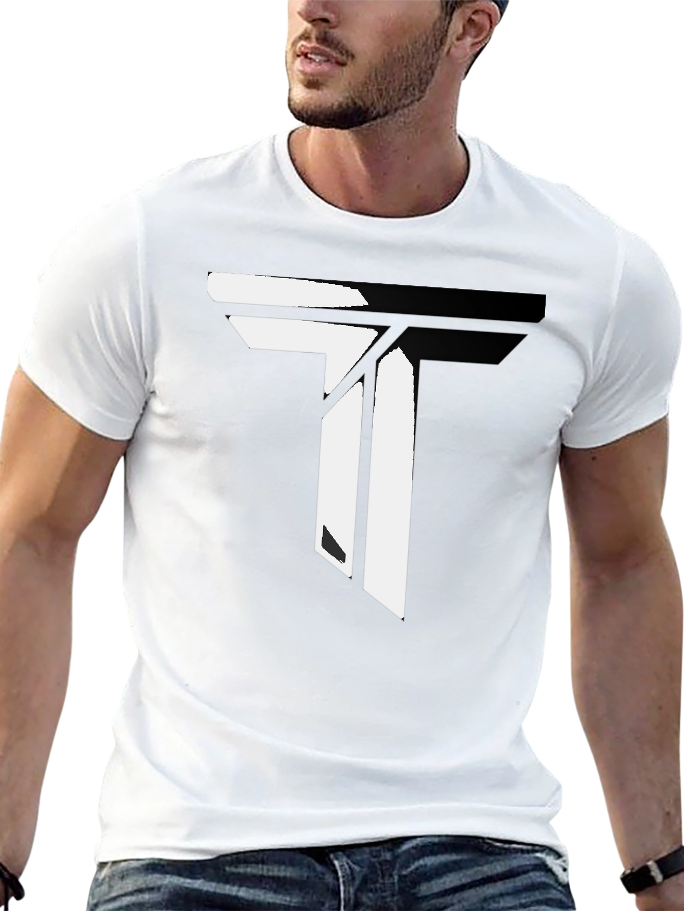 Modern Black T-Shirt with Geometric T Design