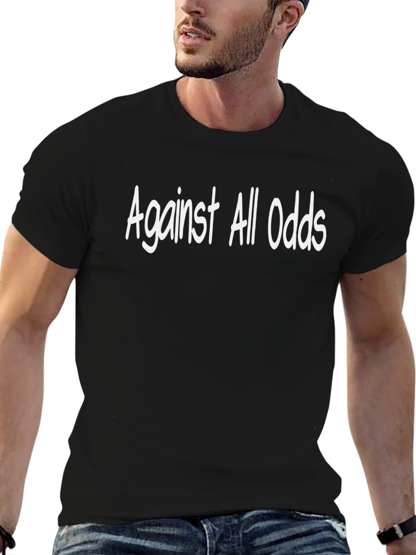 Against All Odds Graphic Tee - Black Cotton T-Shirt