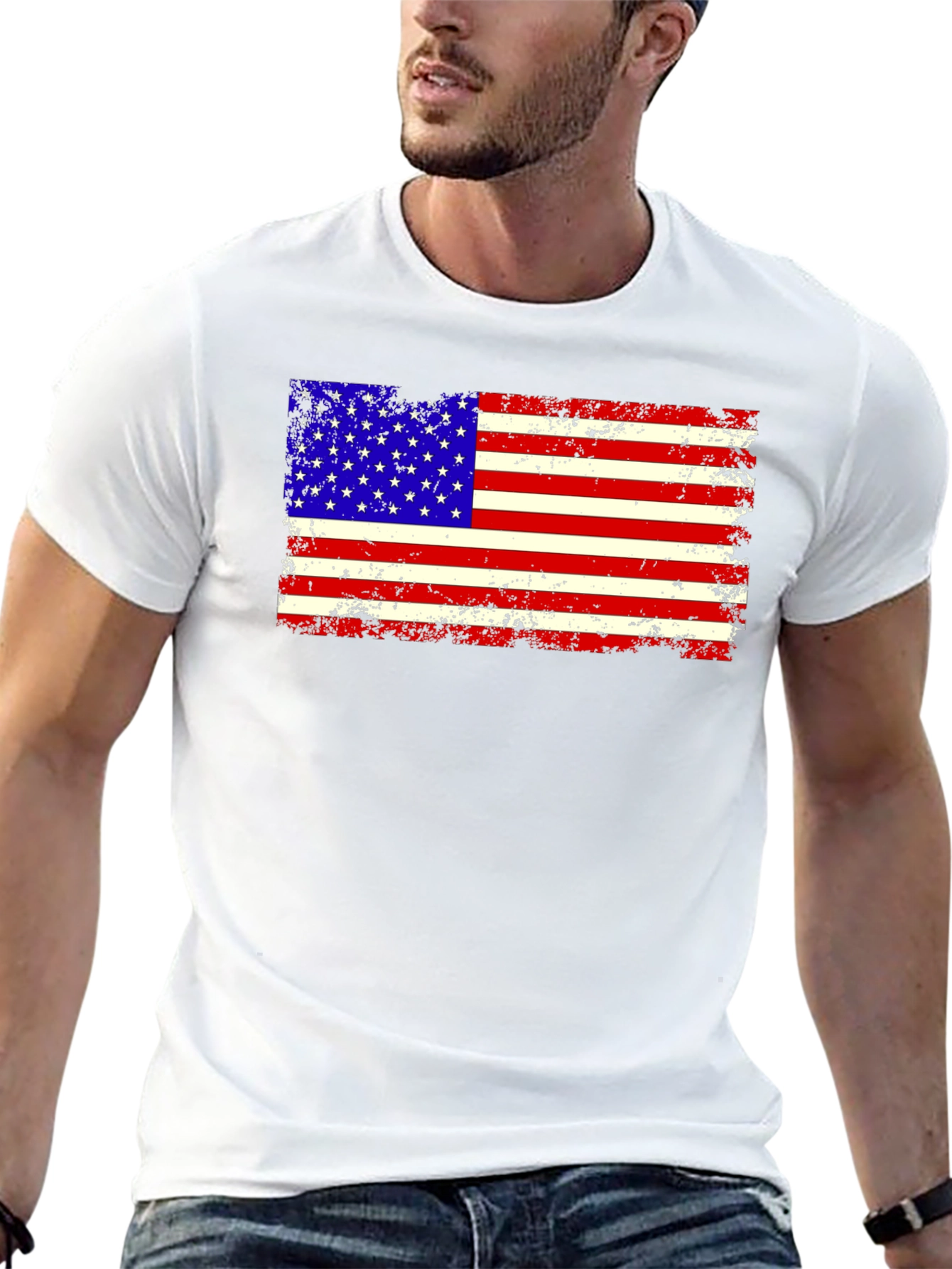 Distressed American Flag Graphic T-Shirt