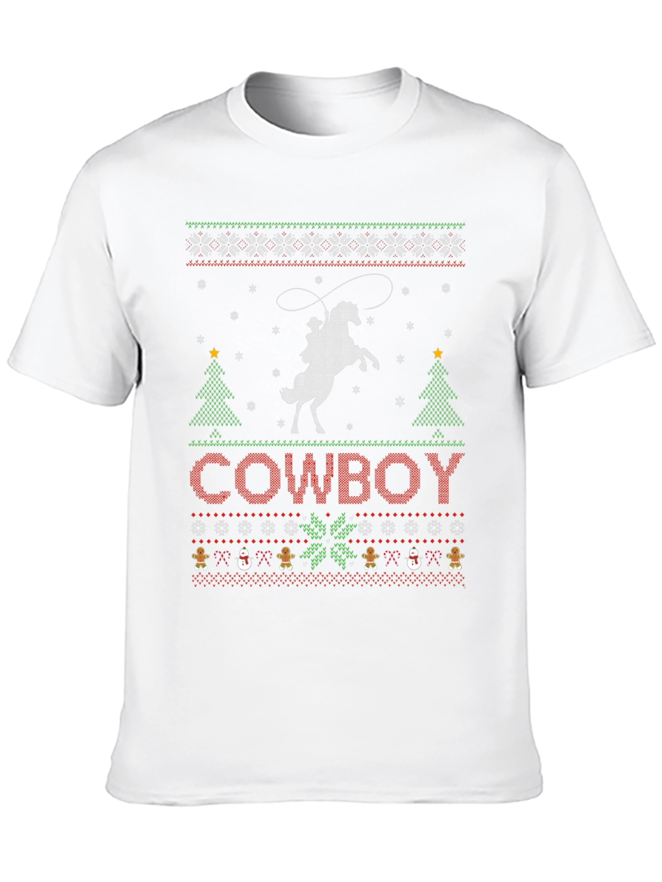 Cowboy Christmas T-Shirt - Ugly Sweater Style