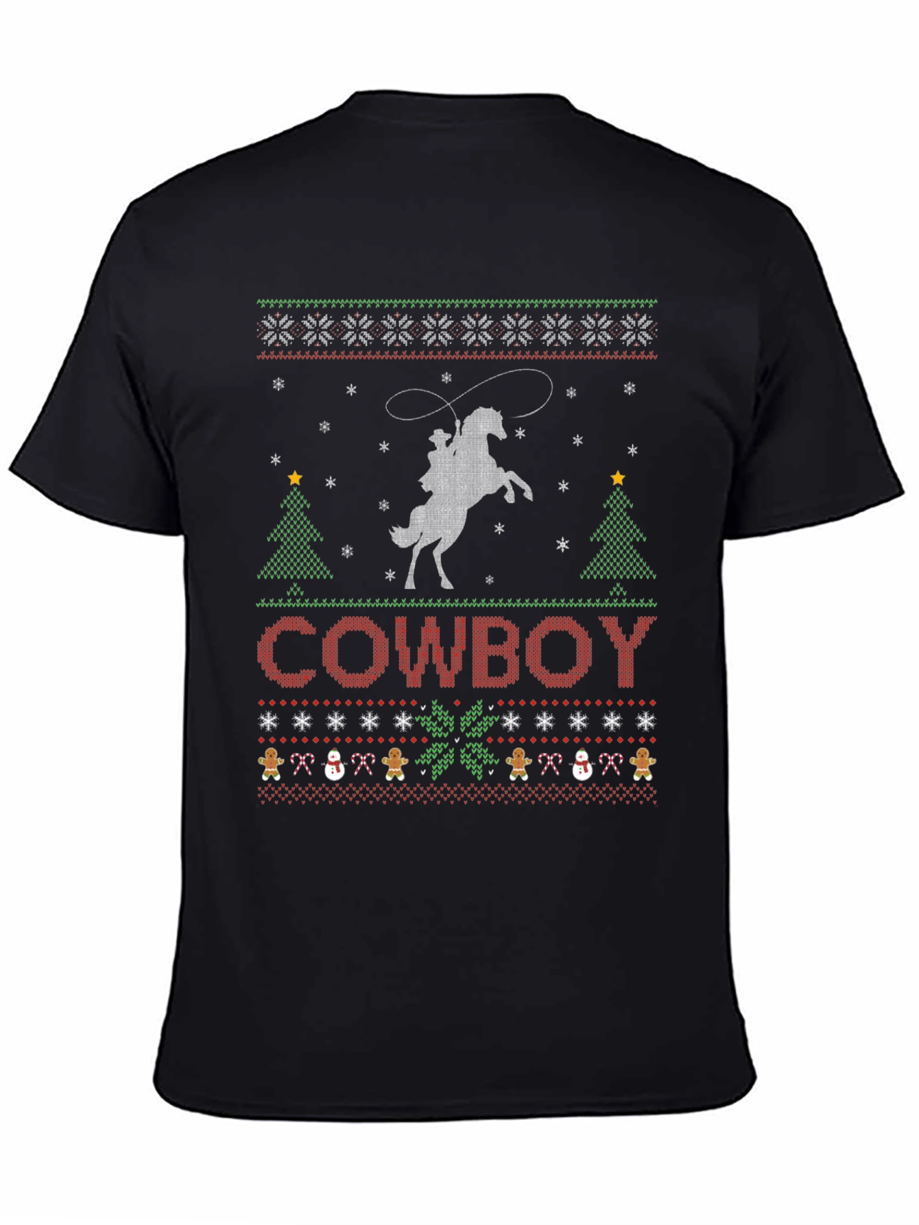 Cowboy Christmas T-Shirt - Ugly Sweater Style