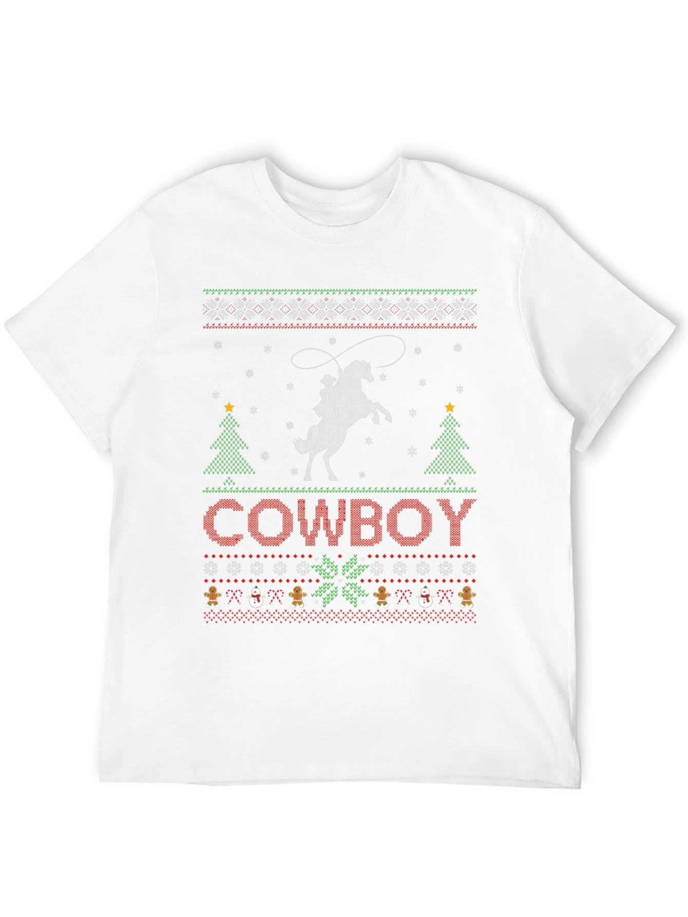 Cowboy Christmas T-Shirt - Ugly Sweater Style