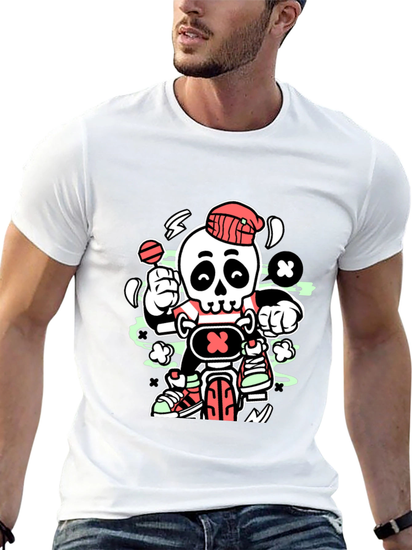 Skull Biker Graphic T-Shirt