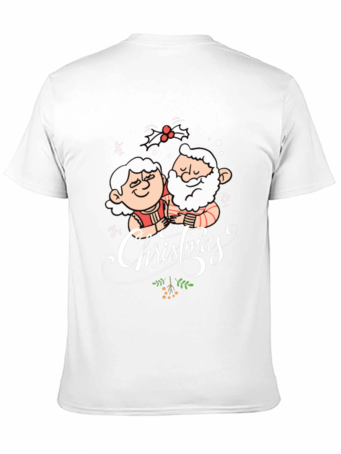 Christmas Santa Couple Black T-Shirt