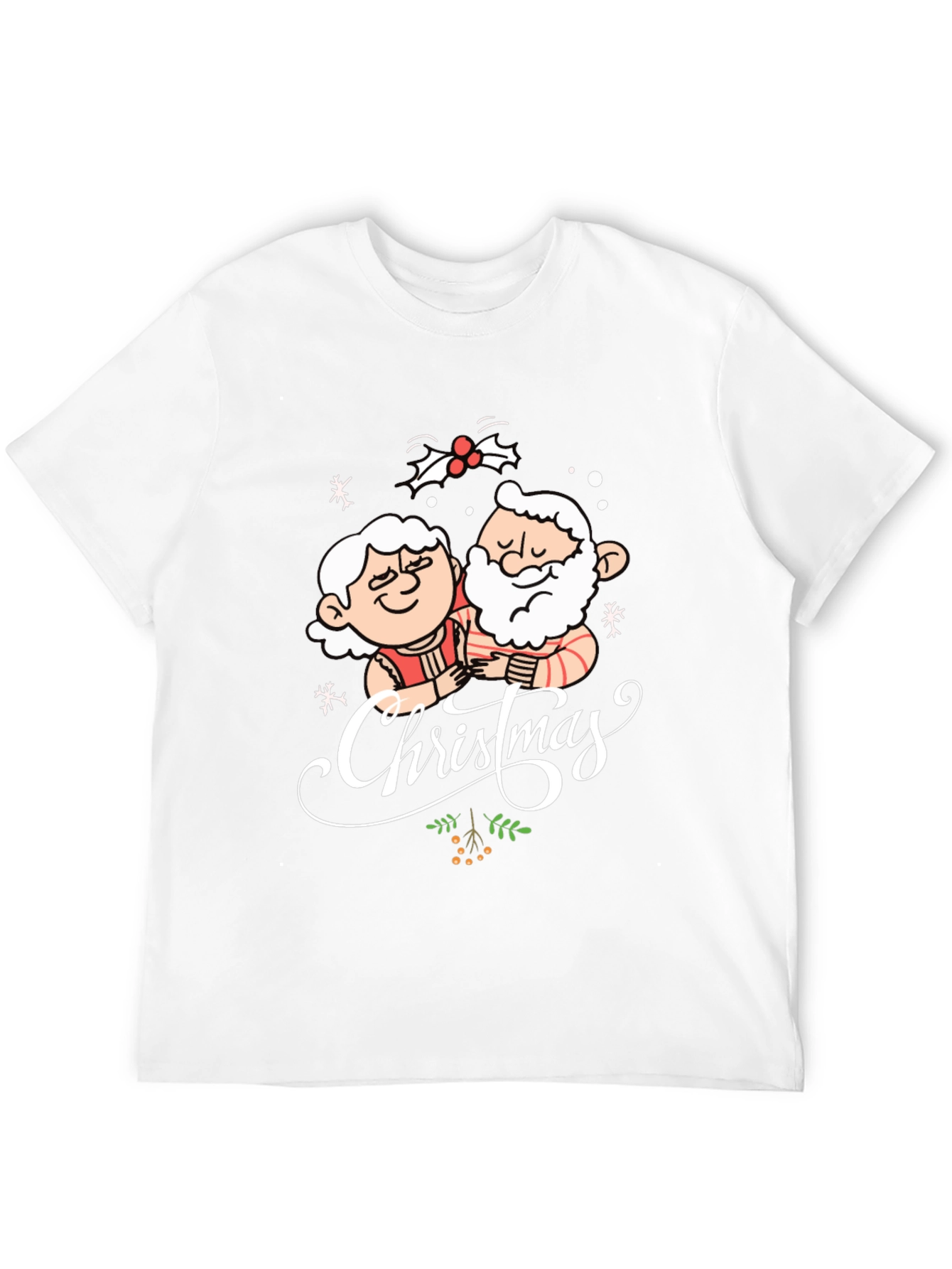Christmas Santa Couple Black T-Shirt
