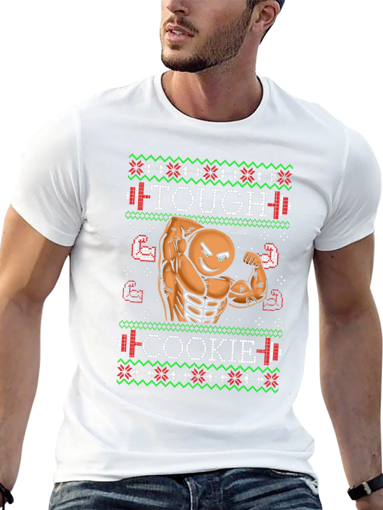Tough Cookie Ugly Christmas Sweater Gym Workout T-Shirt