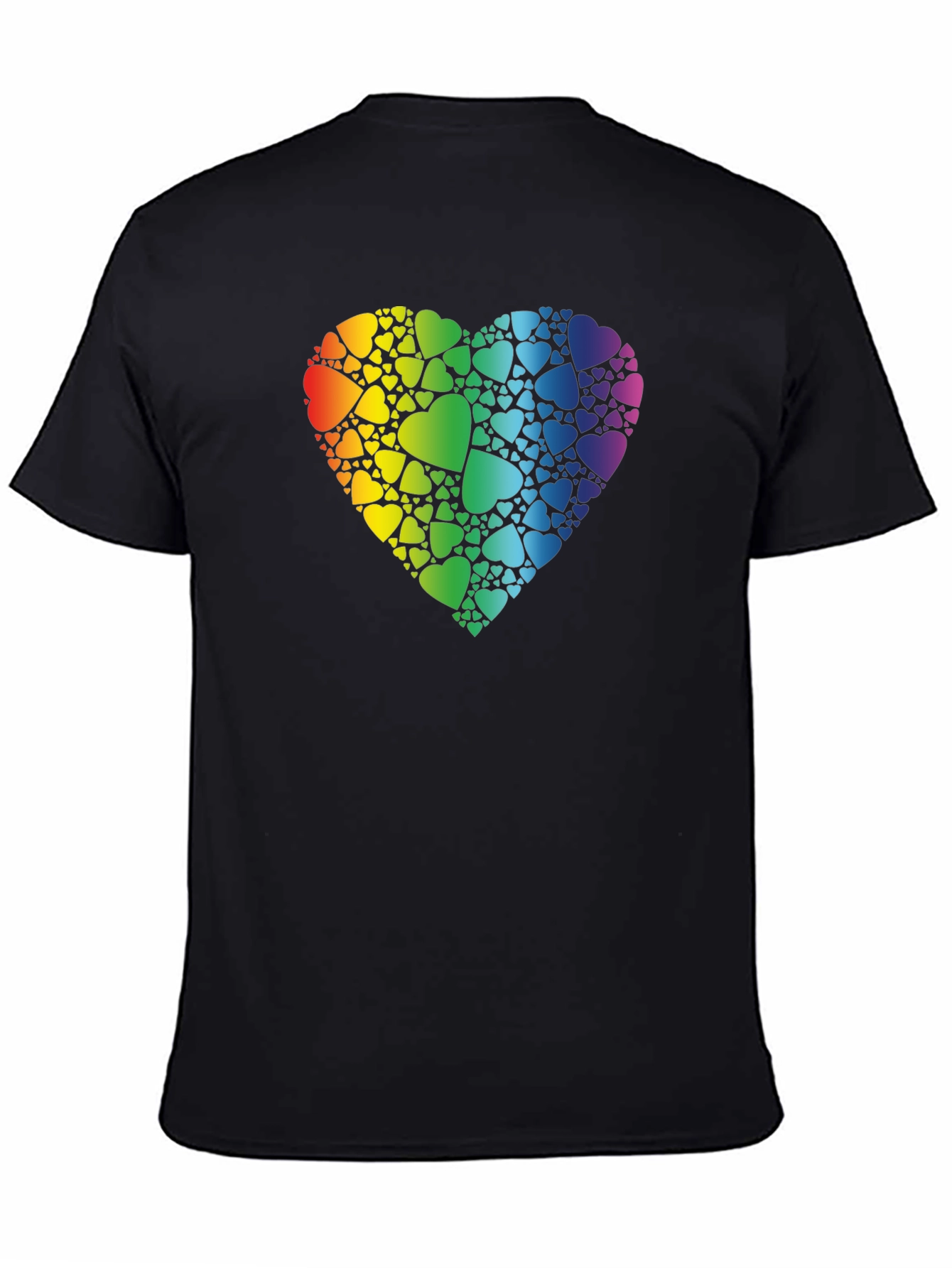 Rainbow Heart Graphic Print Black T-Shirt