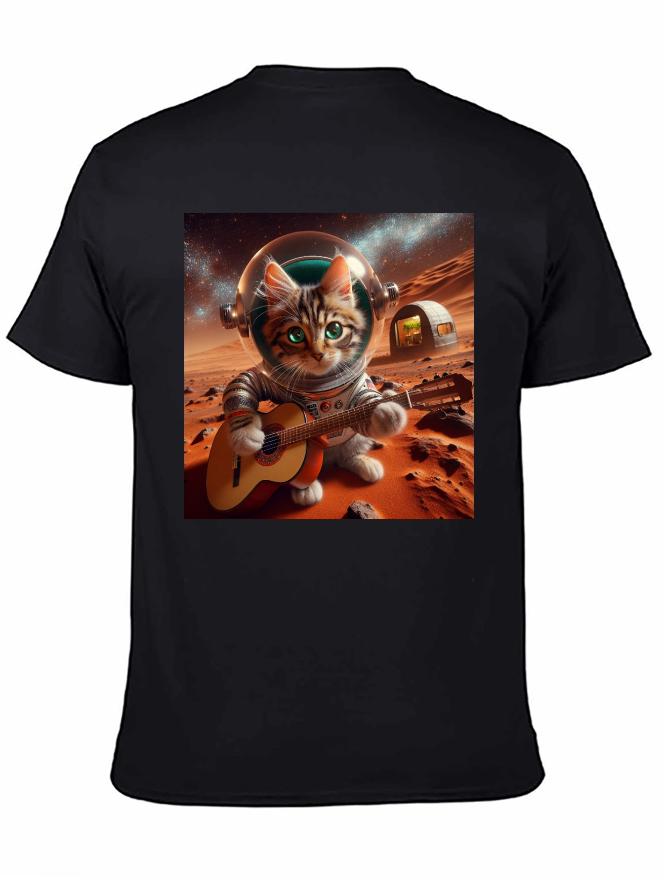 Astronaut Cat Guitarist Graphic Tee