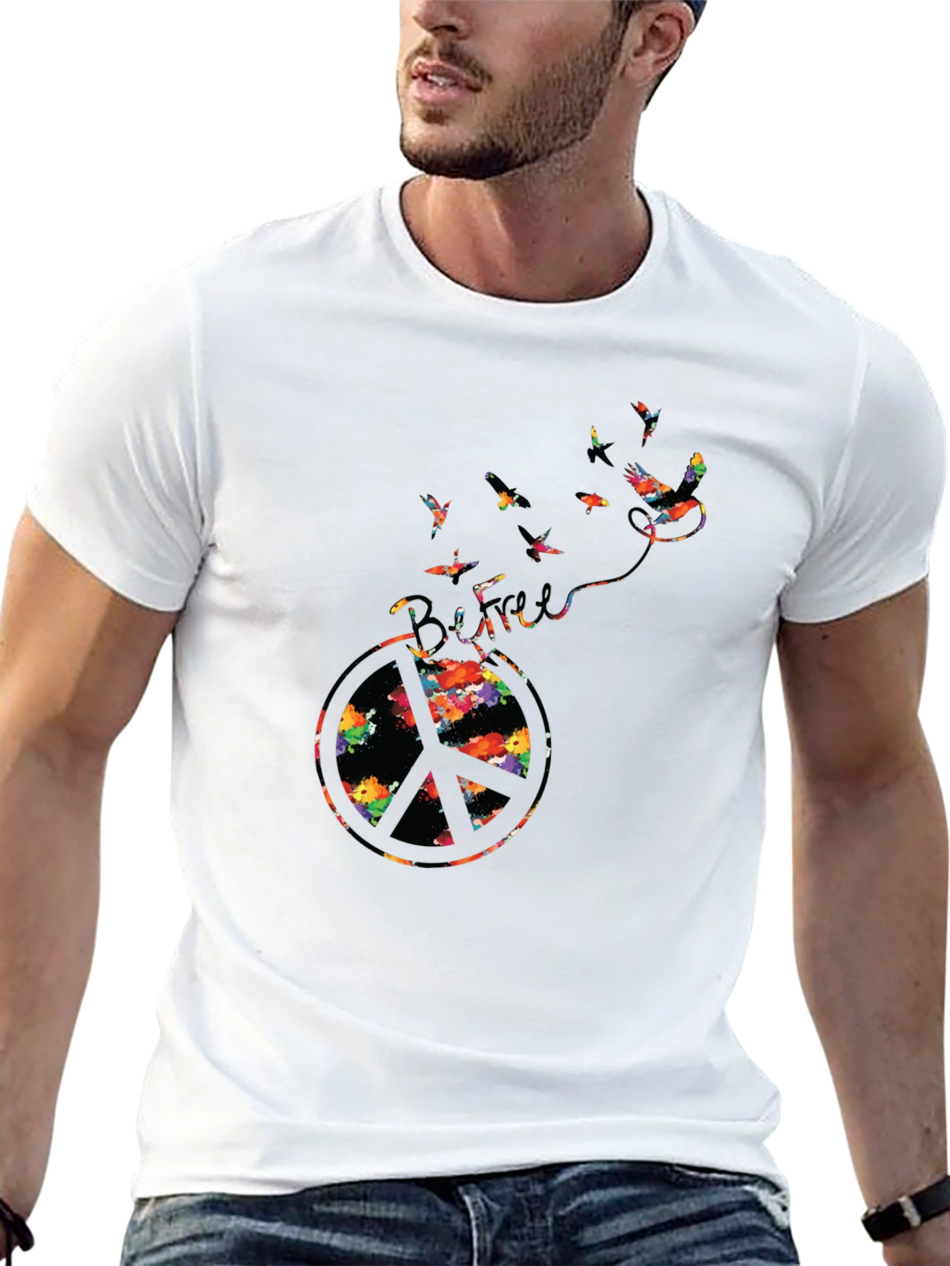 Peace Symbol Bird T-Shirt - Be Free