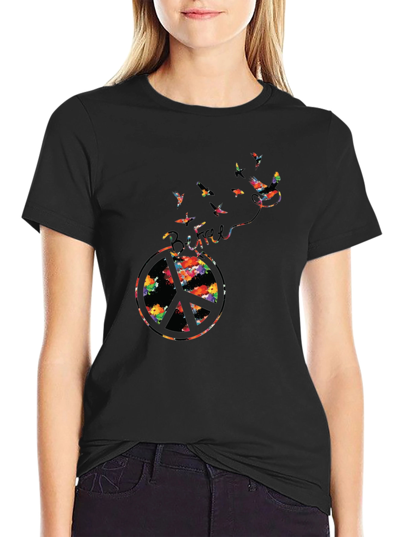 Peace Symbol Bird T-Shirt - Be Free