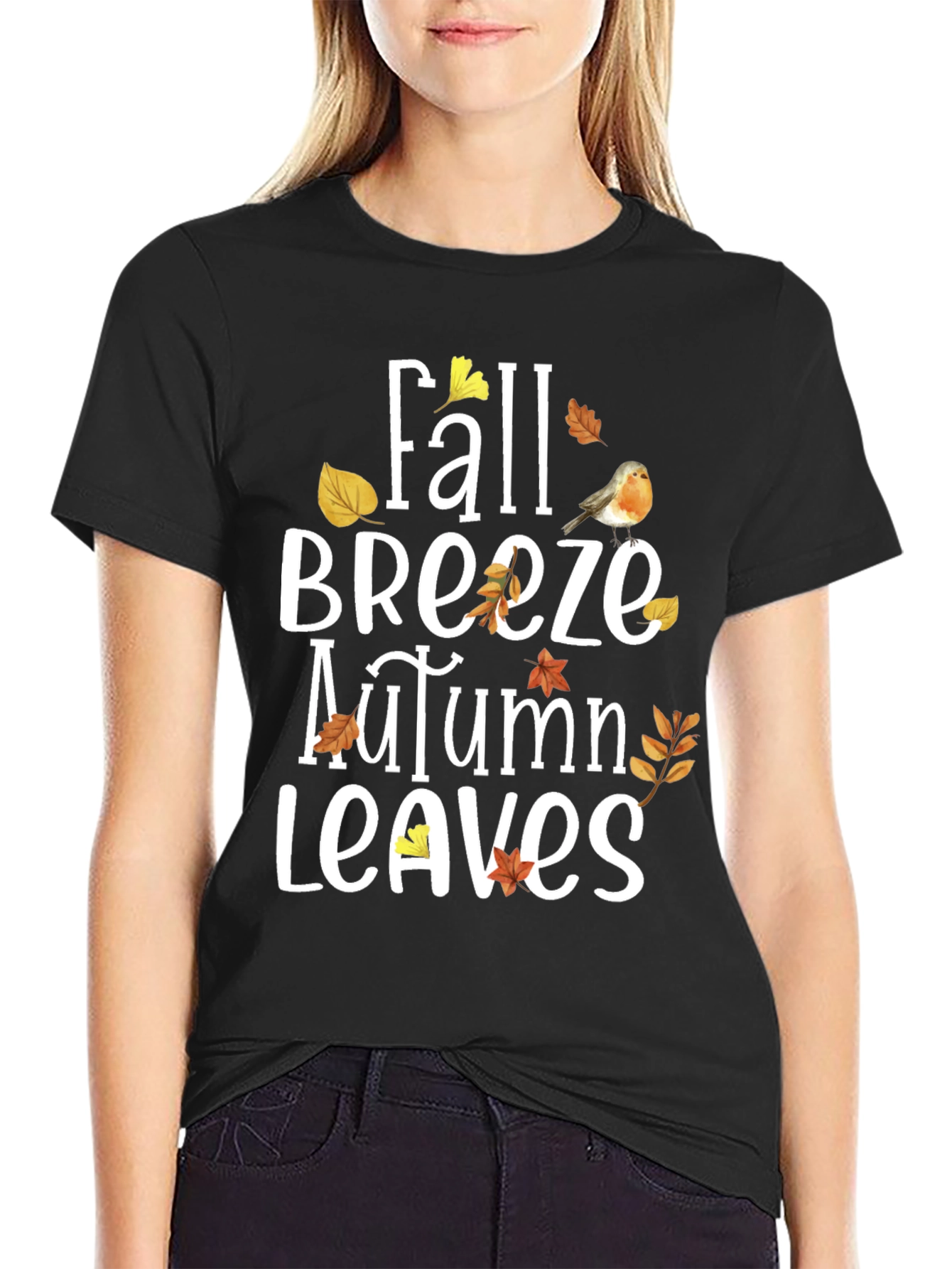 Fall Breeze Autumn Leaves Graphic T-Shirt