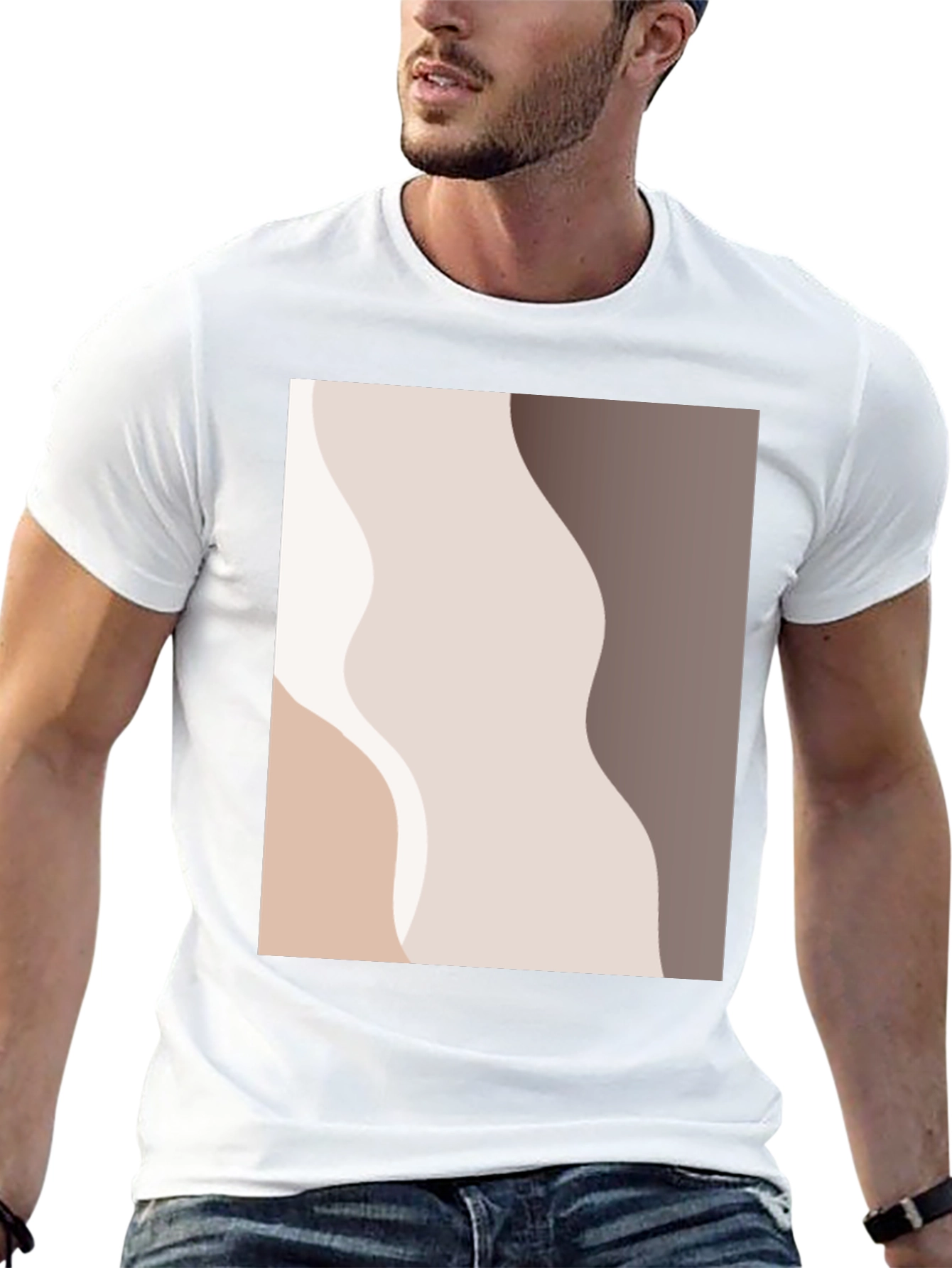 Minimalist Abstract Graphic Print Black T-Shirt