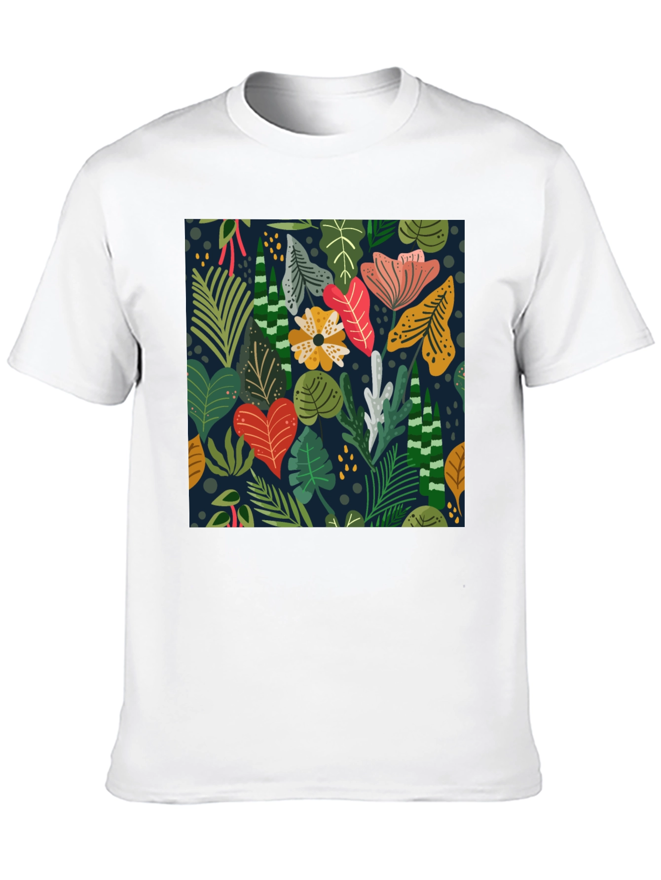 Tropical Floral Print Black T-Shirt