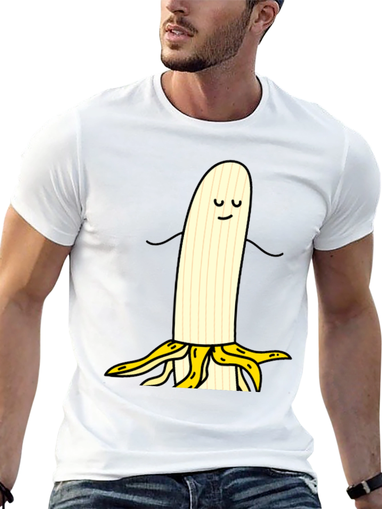 Funny Banana Cartoon Black T-Shirt