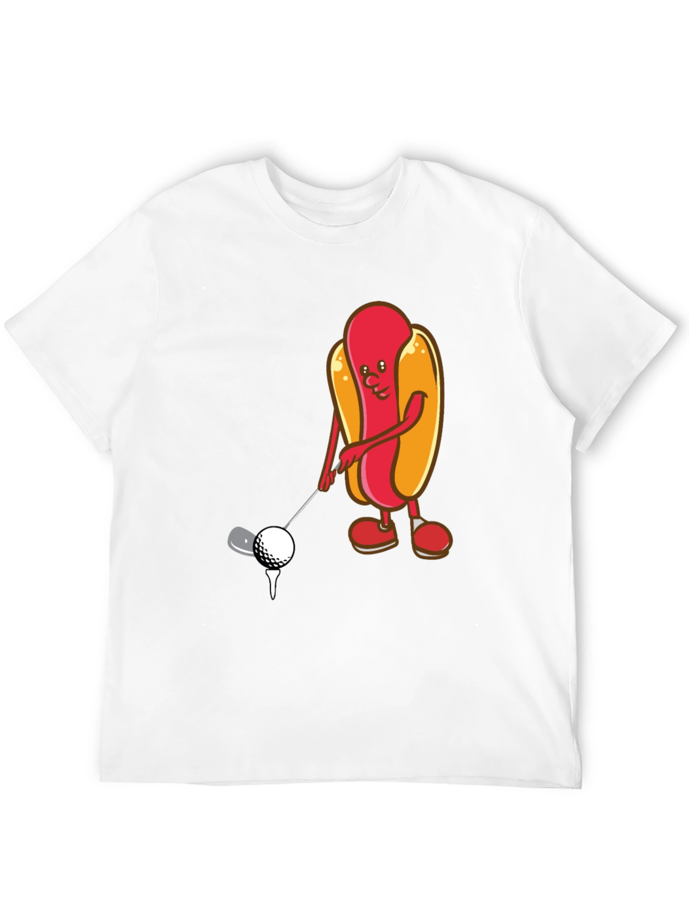 Golfing Hotdog Cartoon Graphic Tee