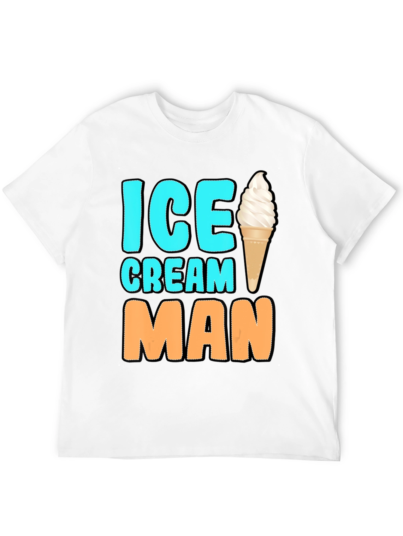 Ice Cream Man Graphic Tee - Black Cotton T-Shirt
