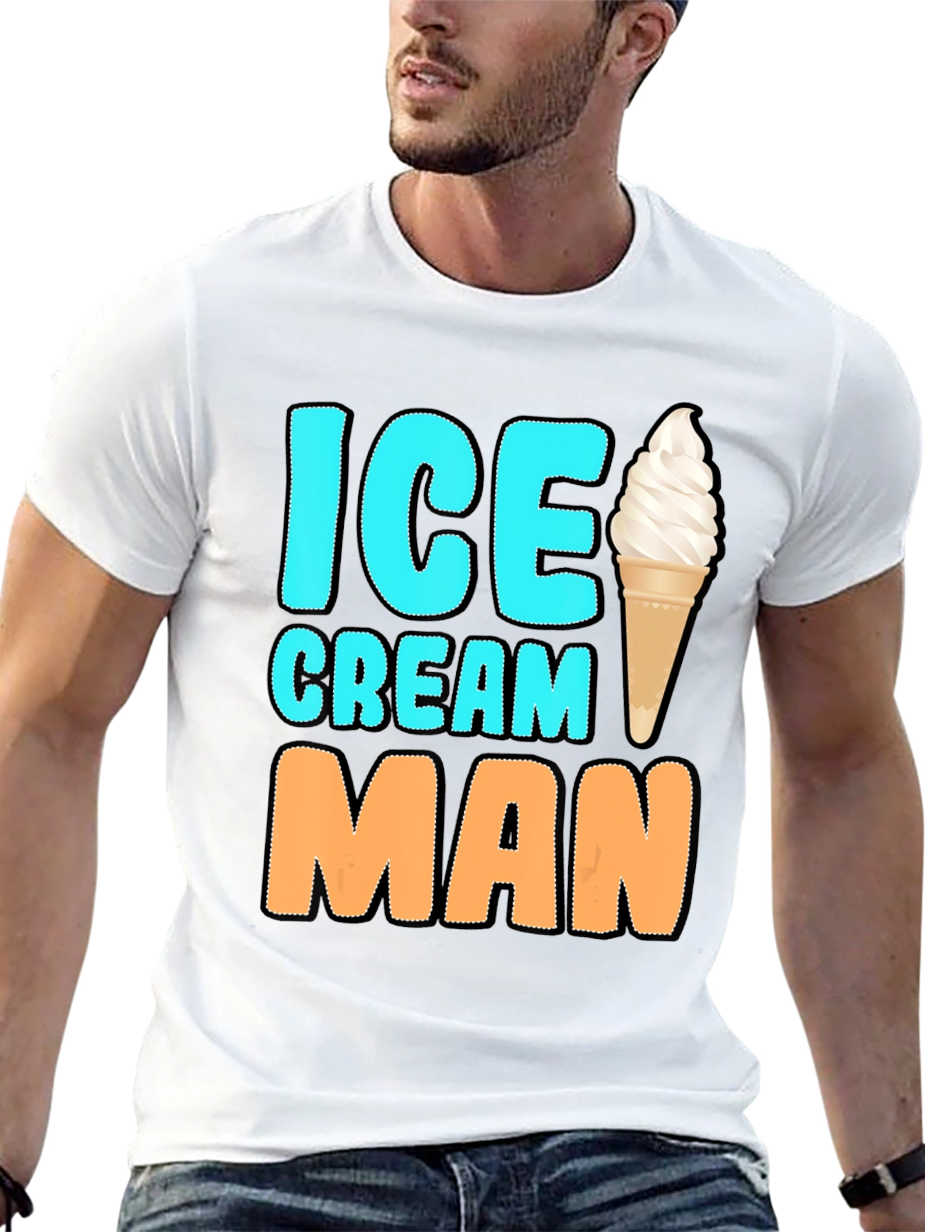 Ice Cream Man Graphic Tee - Black Cotton T-Shirt