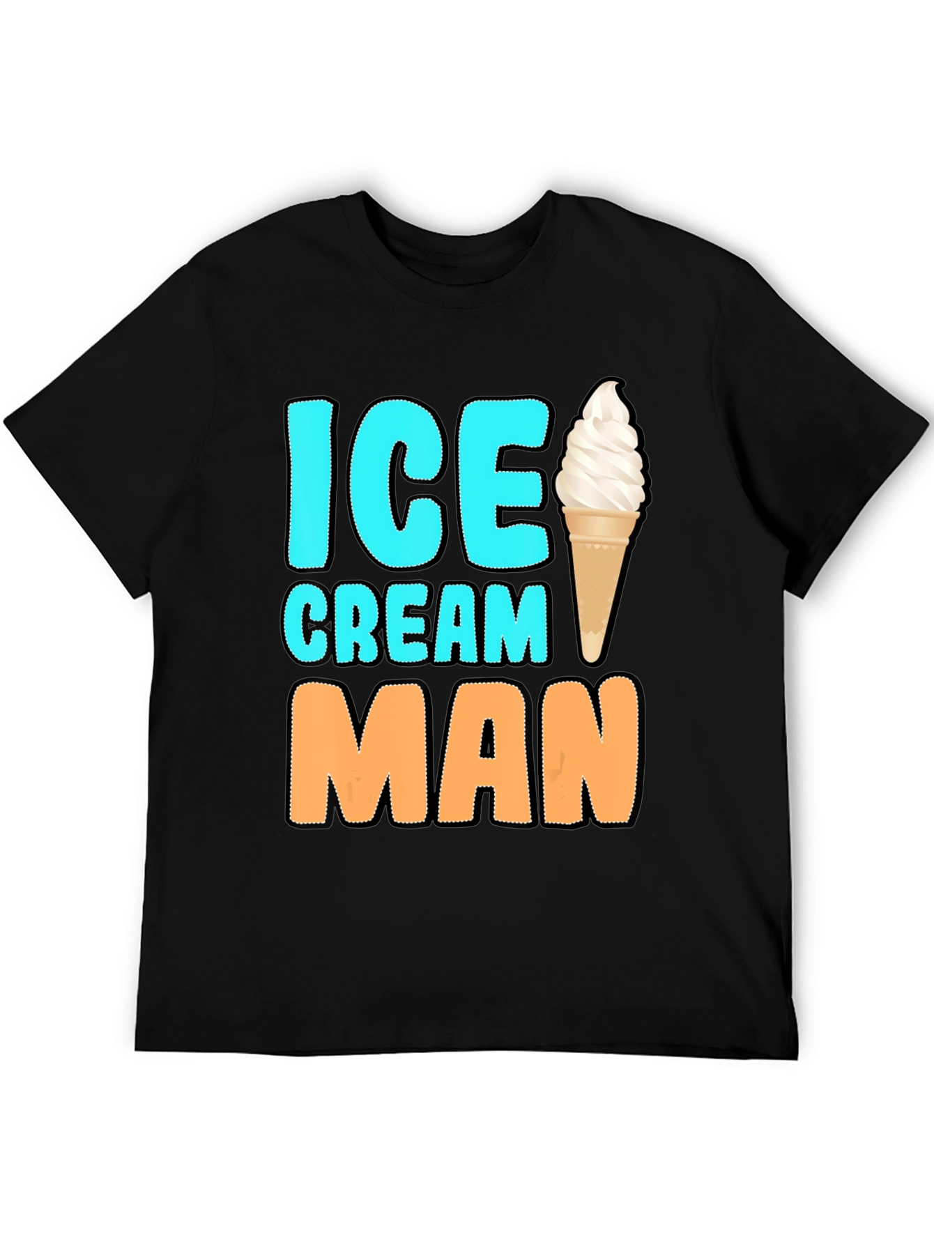 Ice Cream Man Graphic Tee - Black Cotton T-Shirt