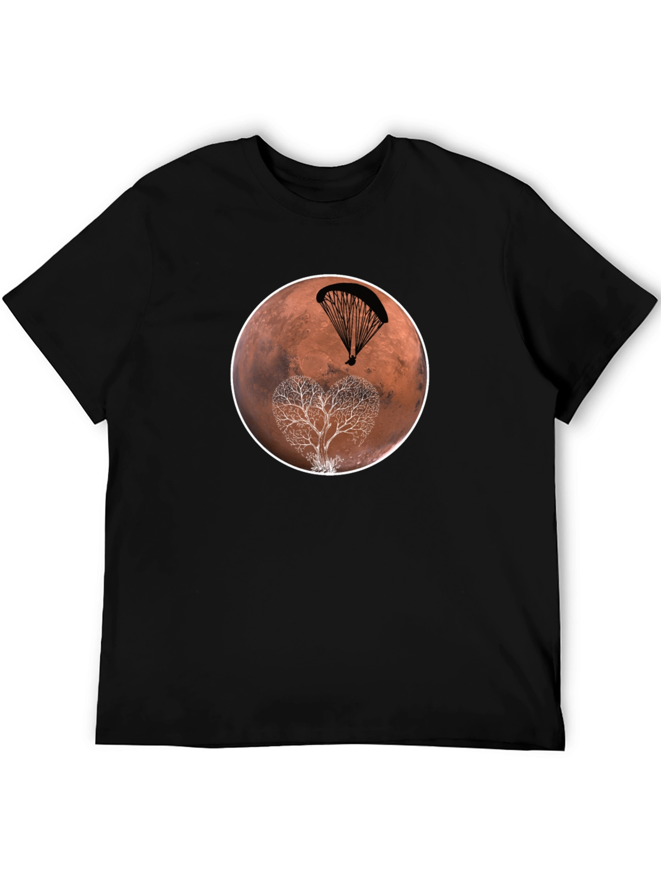 Mars Parachute Tree Black T-Shirt