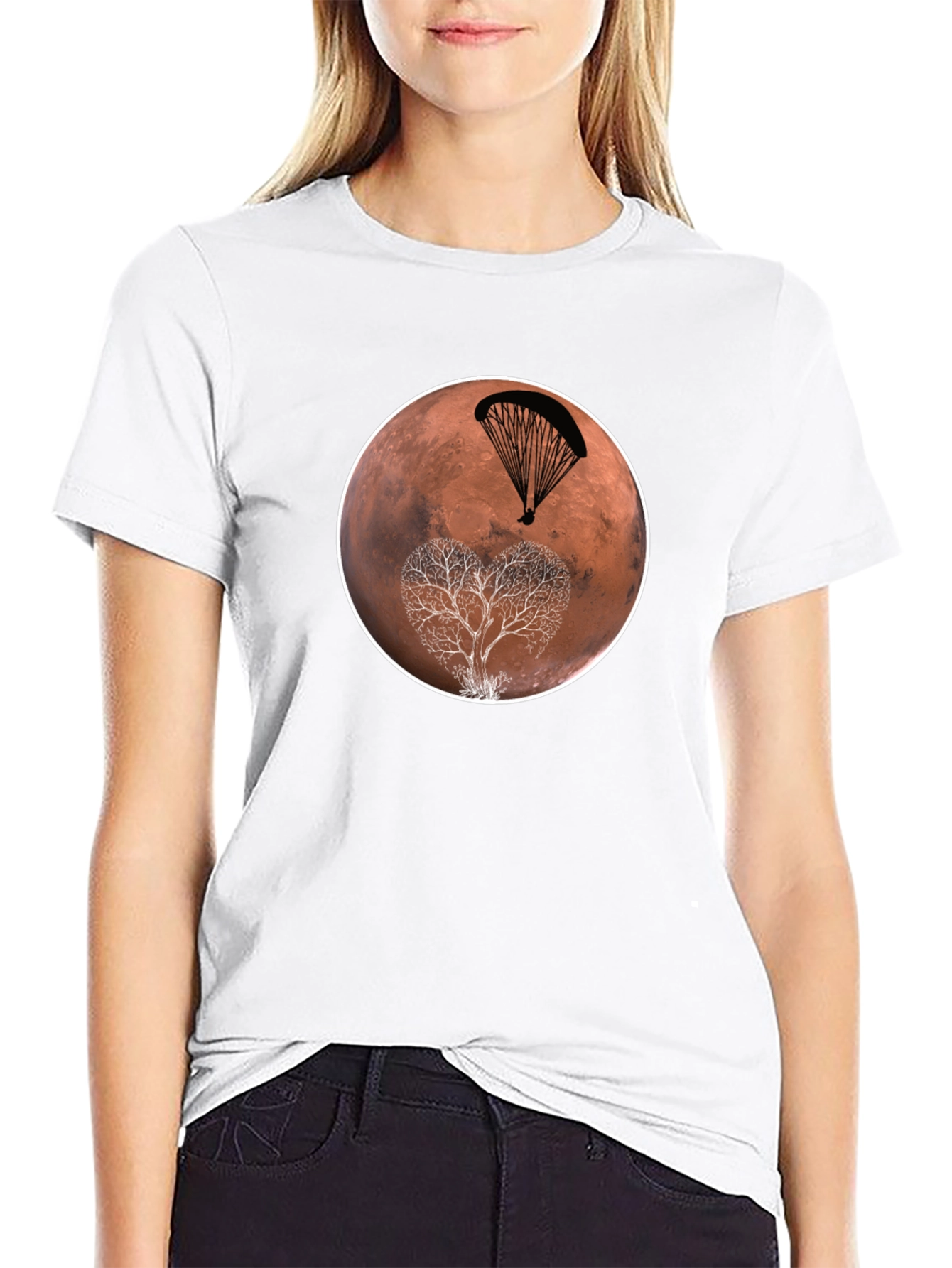 Mars Parachute Tree Black T-Shirt