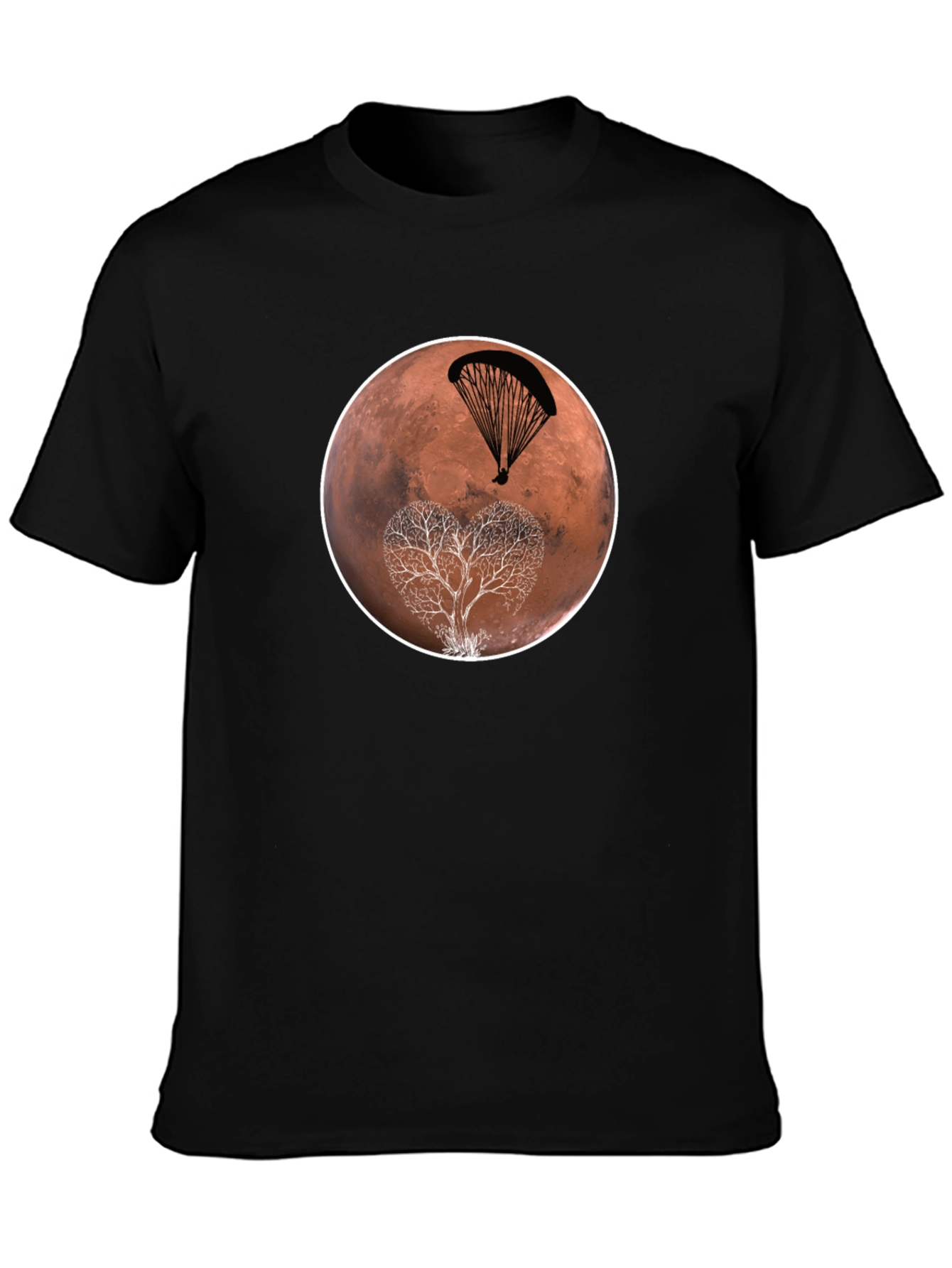 Mars Parachute Tree Black T-Shirt
