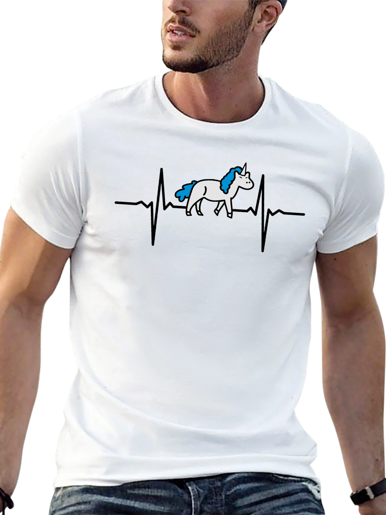 Unicorn Heartbeat Graphic Tee - Black