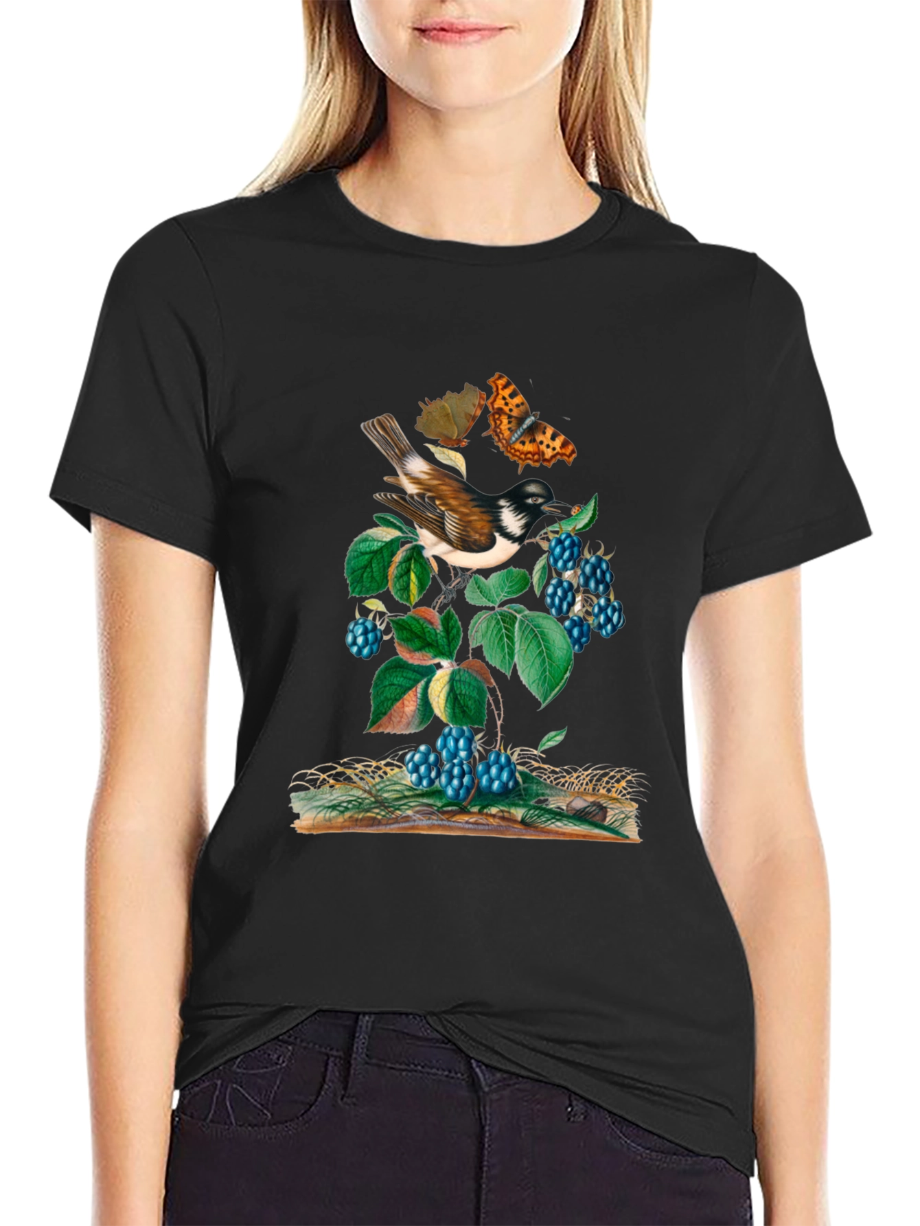 Bird & Butterfly Graphic T-Shirt