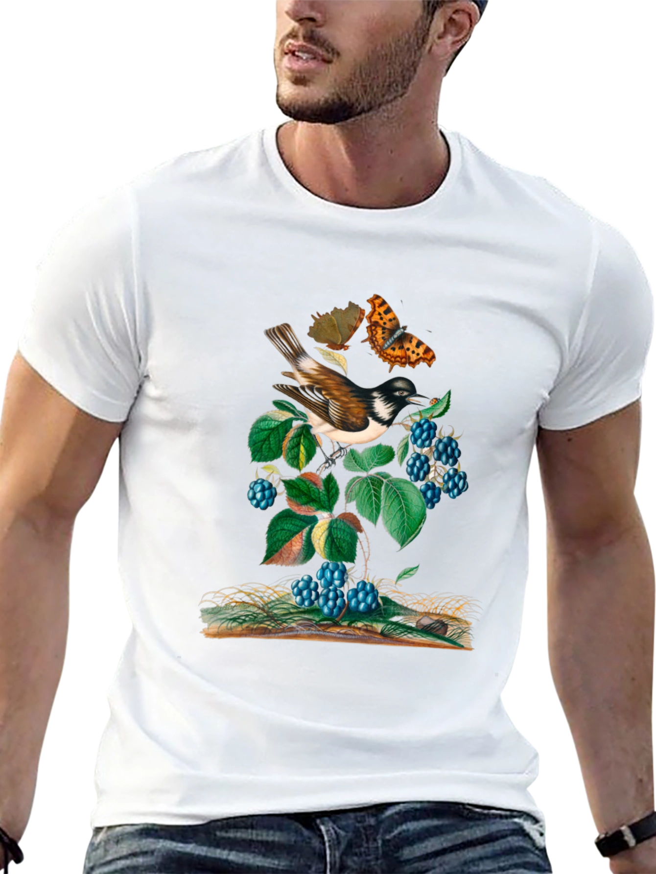 Bird & Butterfly Graphic T-Shirt
