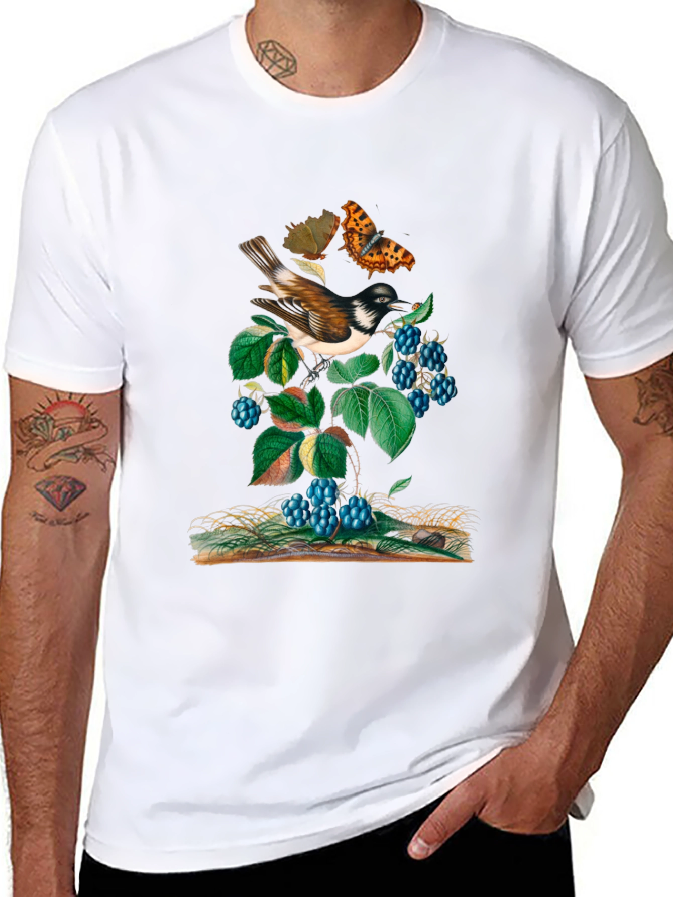 Bird & Butterfly Graphic T-Shirt