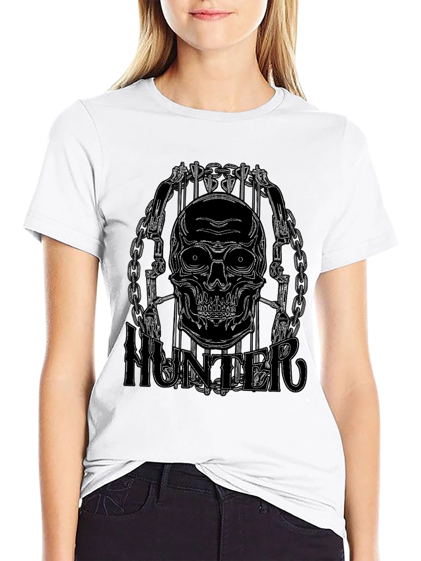 Skull Hunter Black Graphic Tee