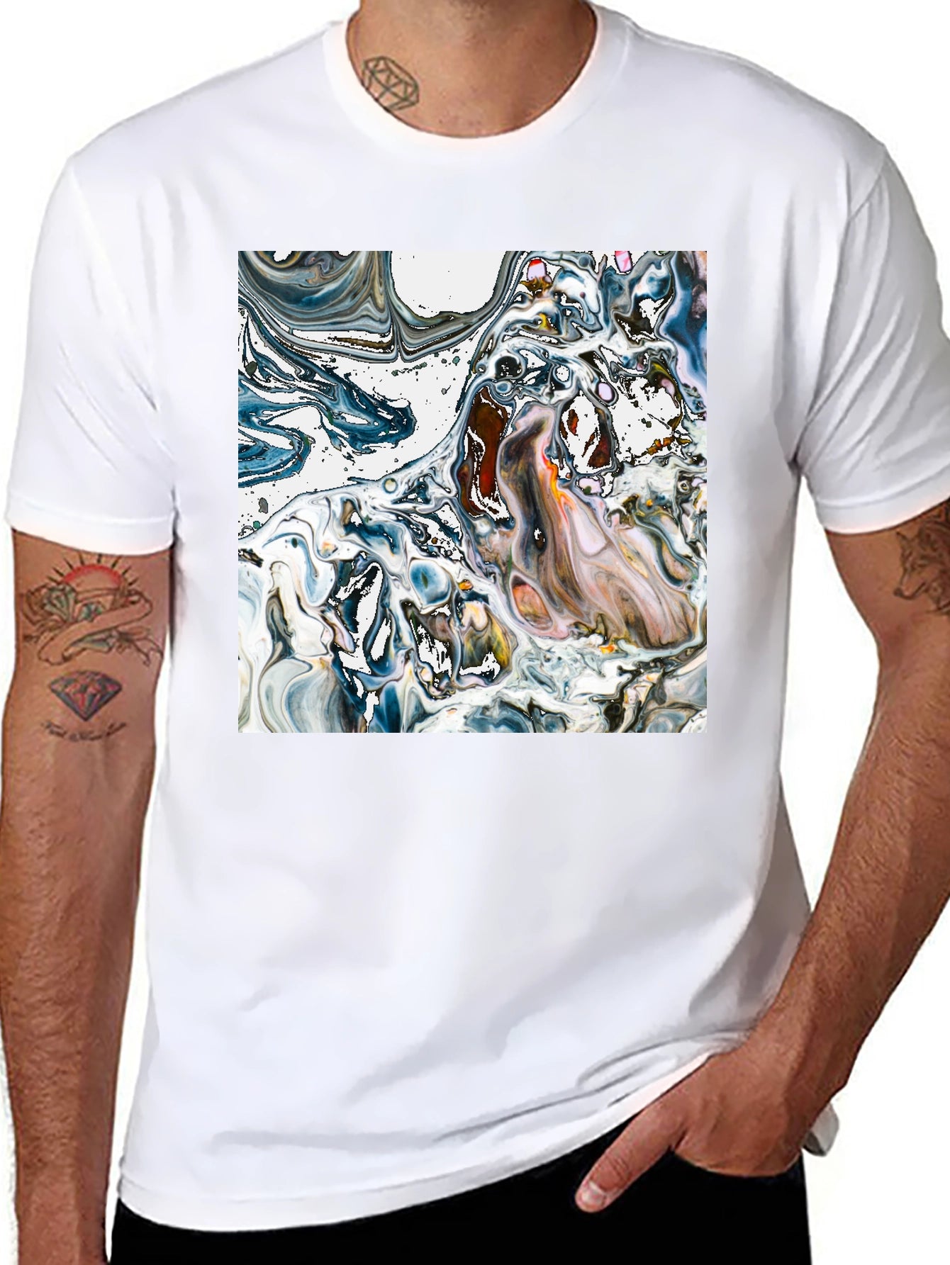 Abstract Art Tee - Unique Swirl Design Black T-Shirt