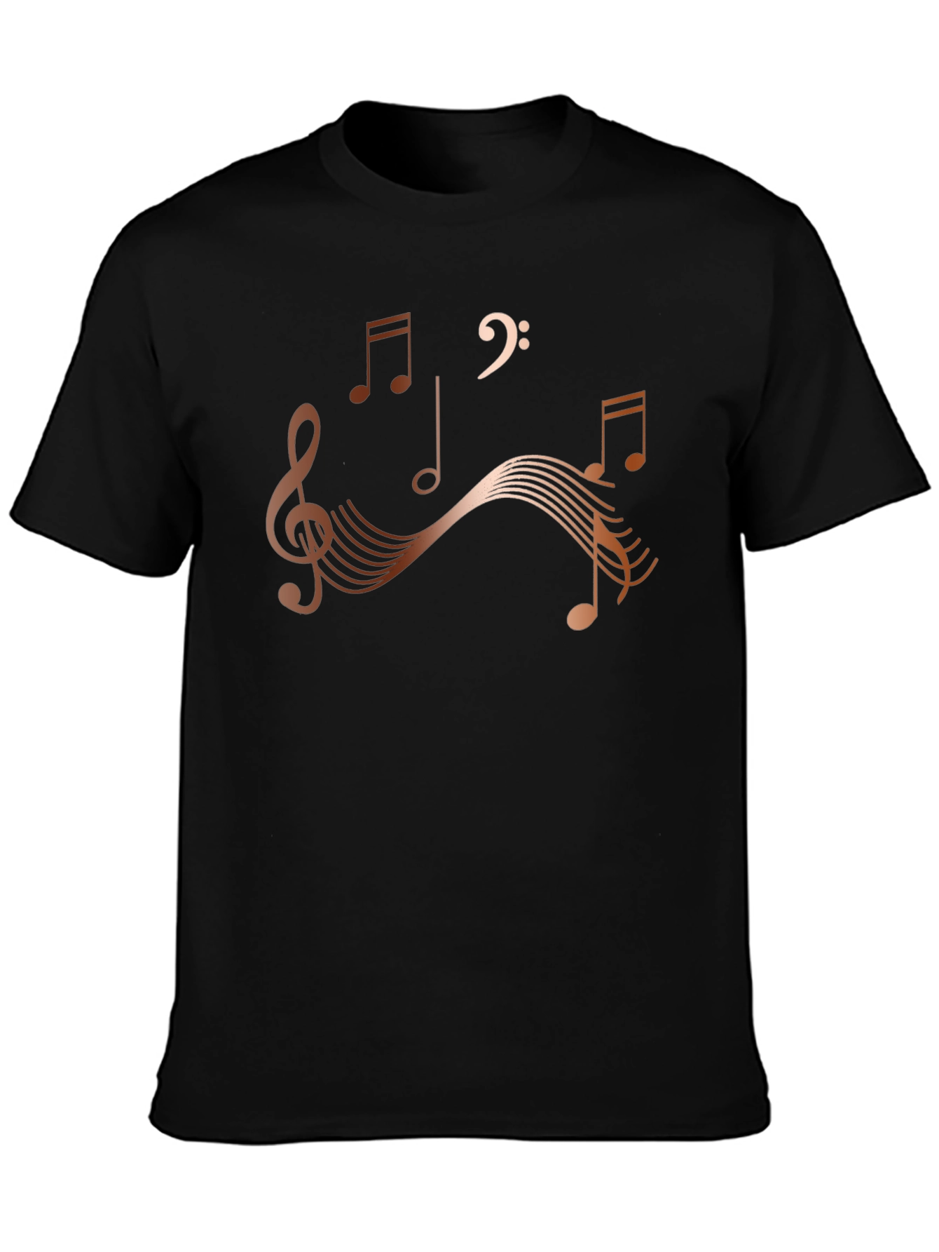 Musical Notes Graphic Print Mens Black T-Shirt