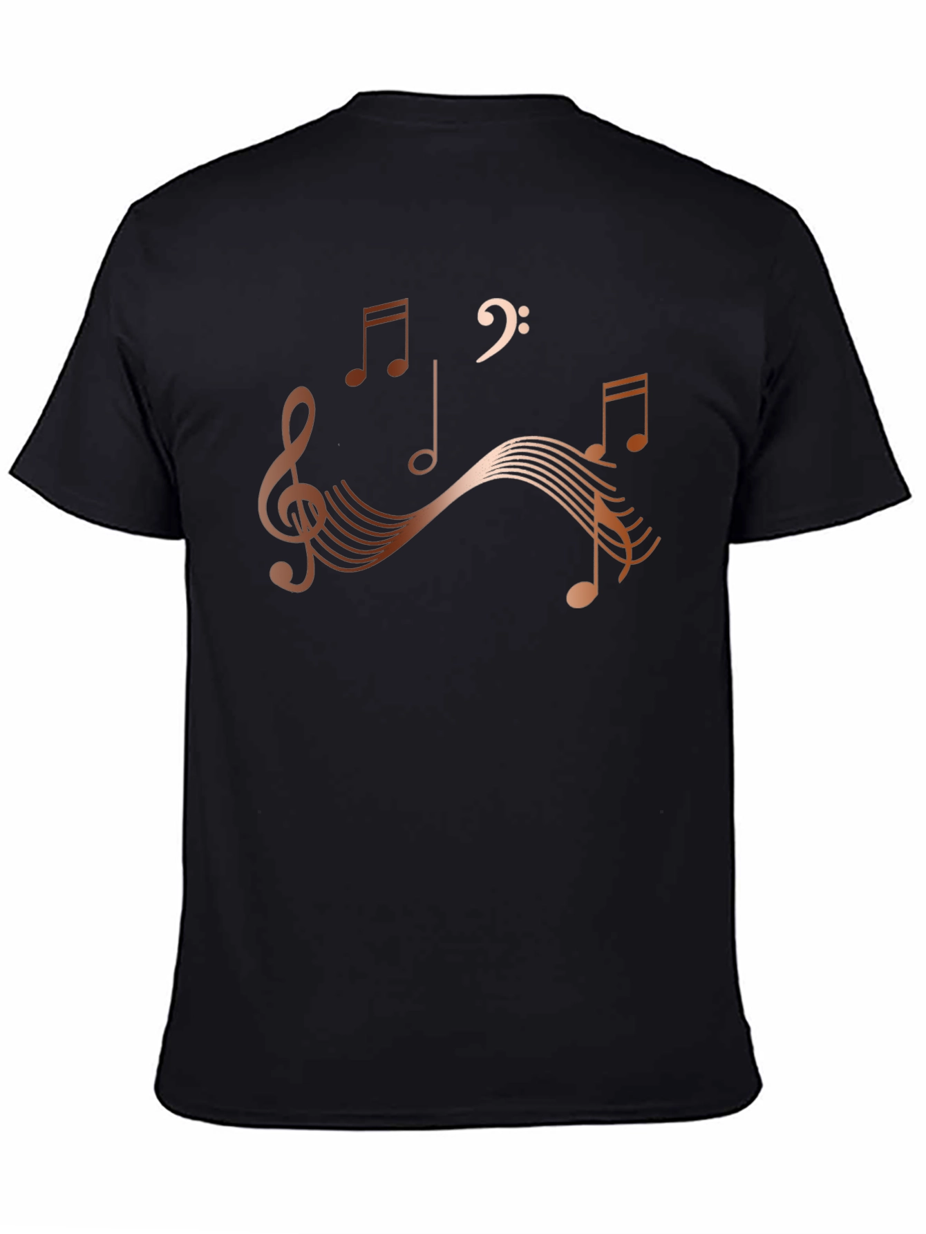 Musical Notes Graphic Print Mens Black T-Shirt