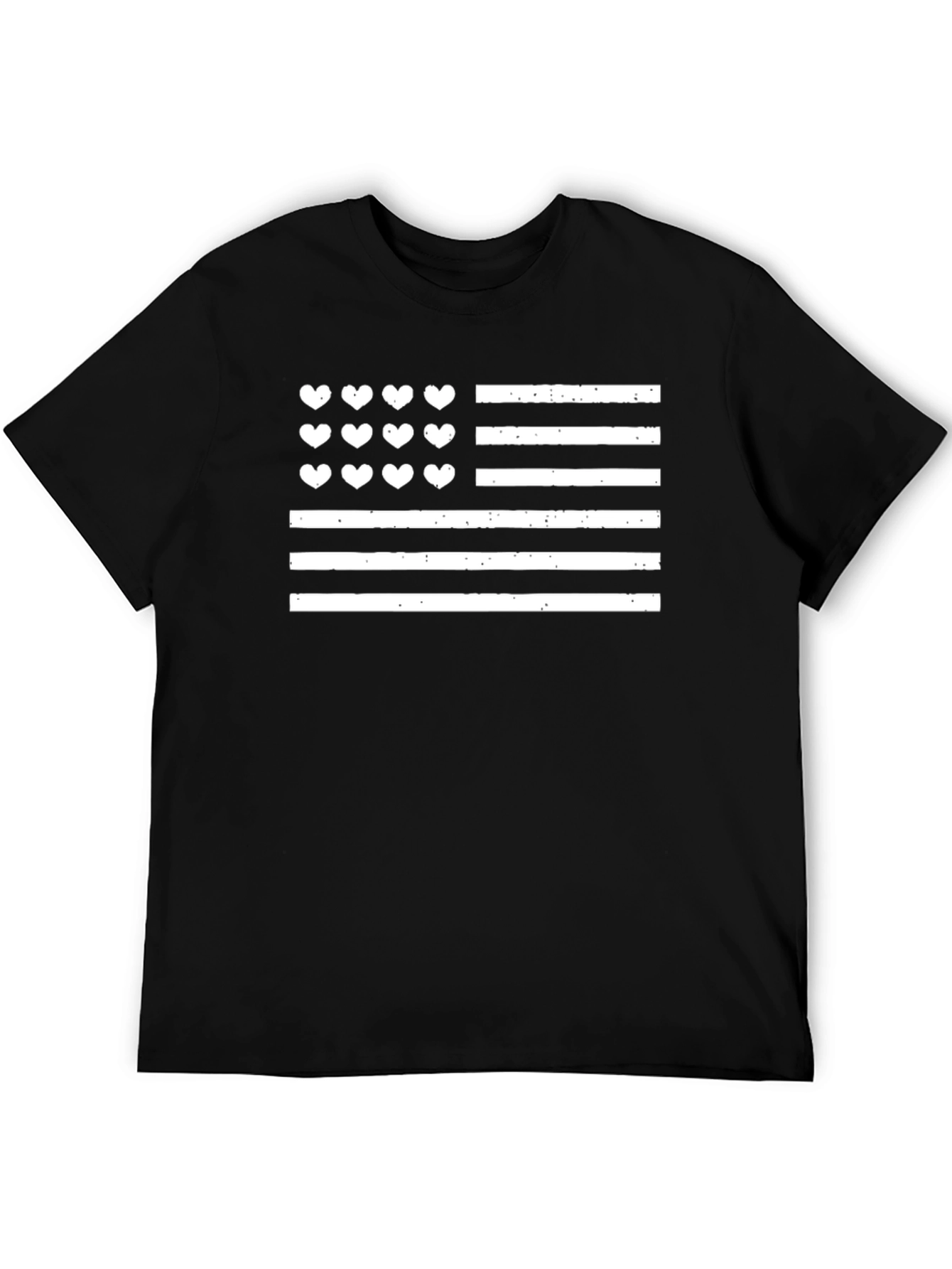 Heart American Flag Black T-Shirt