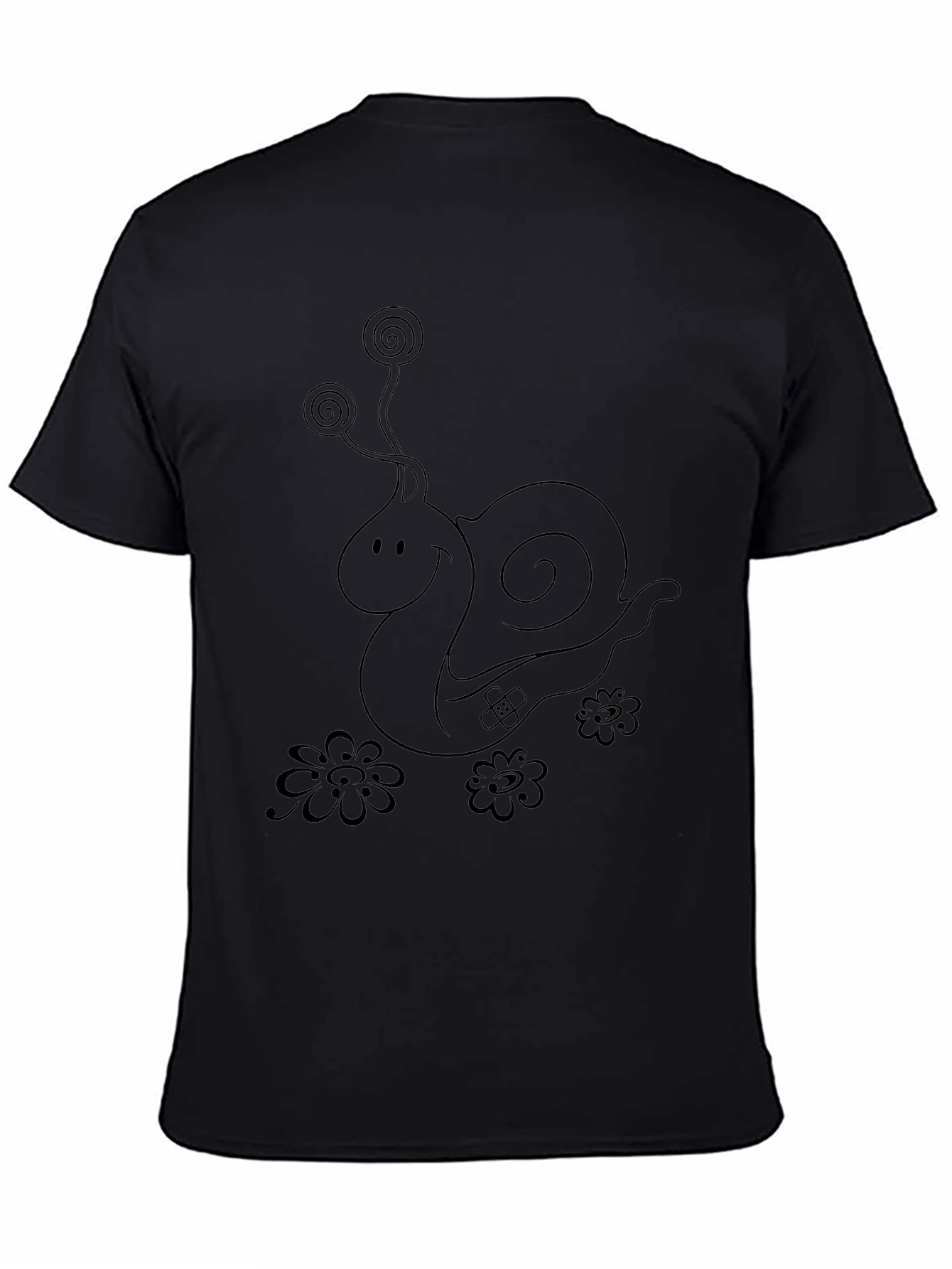 Whimsical Snail Graphic Tee - Unisex Black T-Shirt