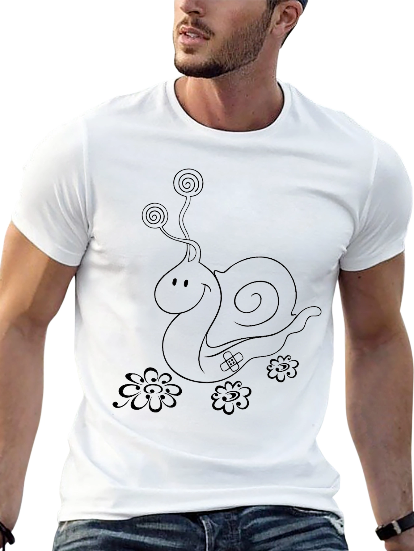 Whimsical Snail Graphic Tee - Unisex Black T-Shirt