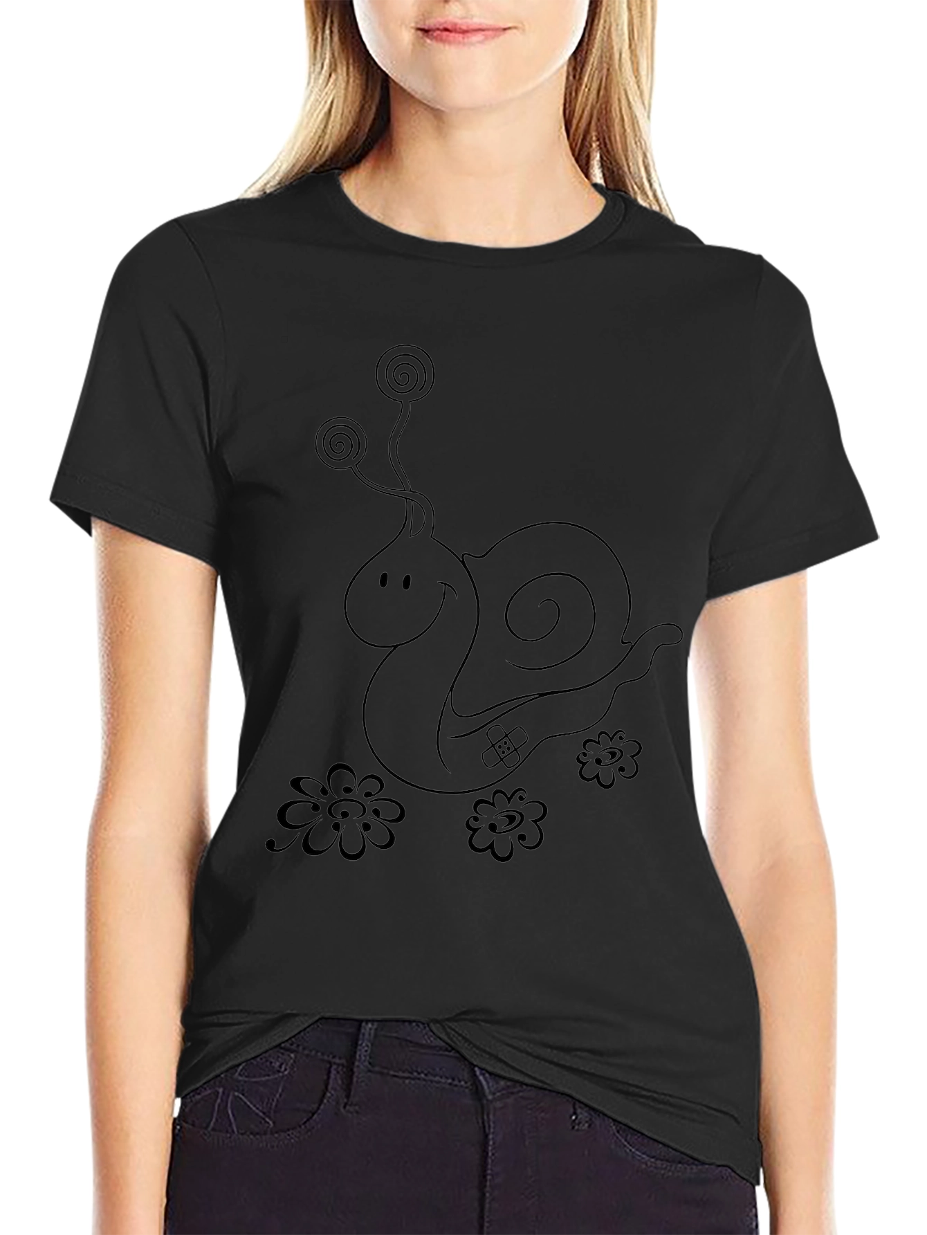 Whimsical Snail Graphic Tee - Unisex Black T-Shirt