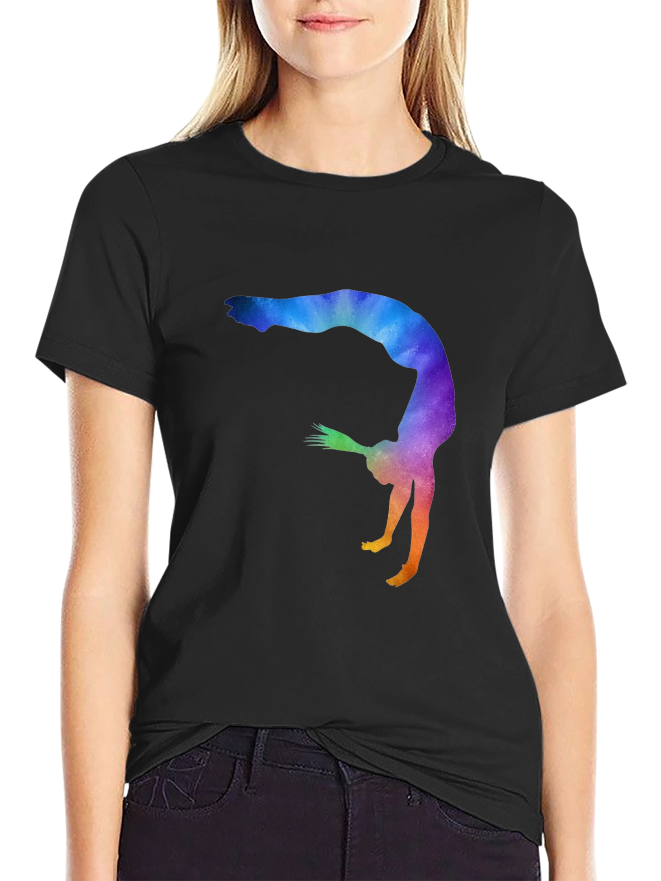 Gymnast Silhouette Graphic Tee - Black Unisex T-Shirt