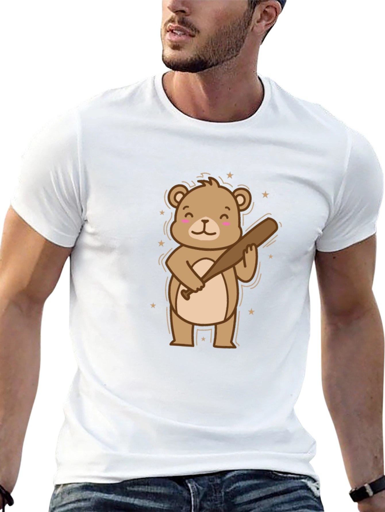 Bear With Bat T-Shirt - Graphic Tee