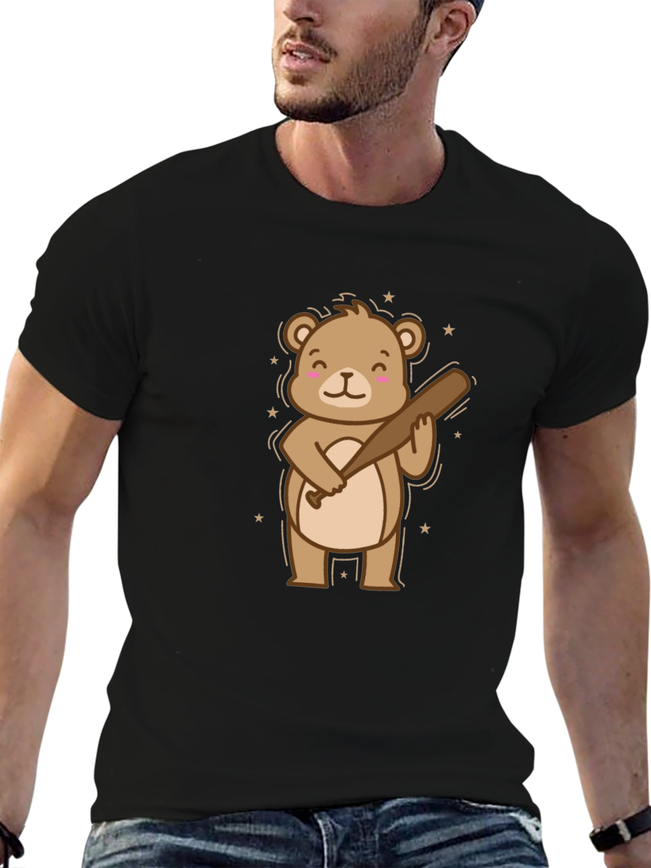 Bear With Bat T-Shirt - Graphic Tee