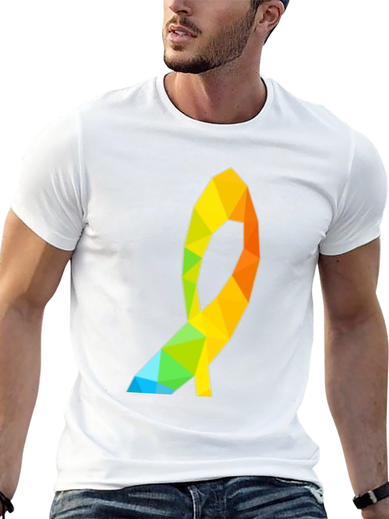 Geometric Ribbon Graphic Tee - Modern Casual Style