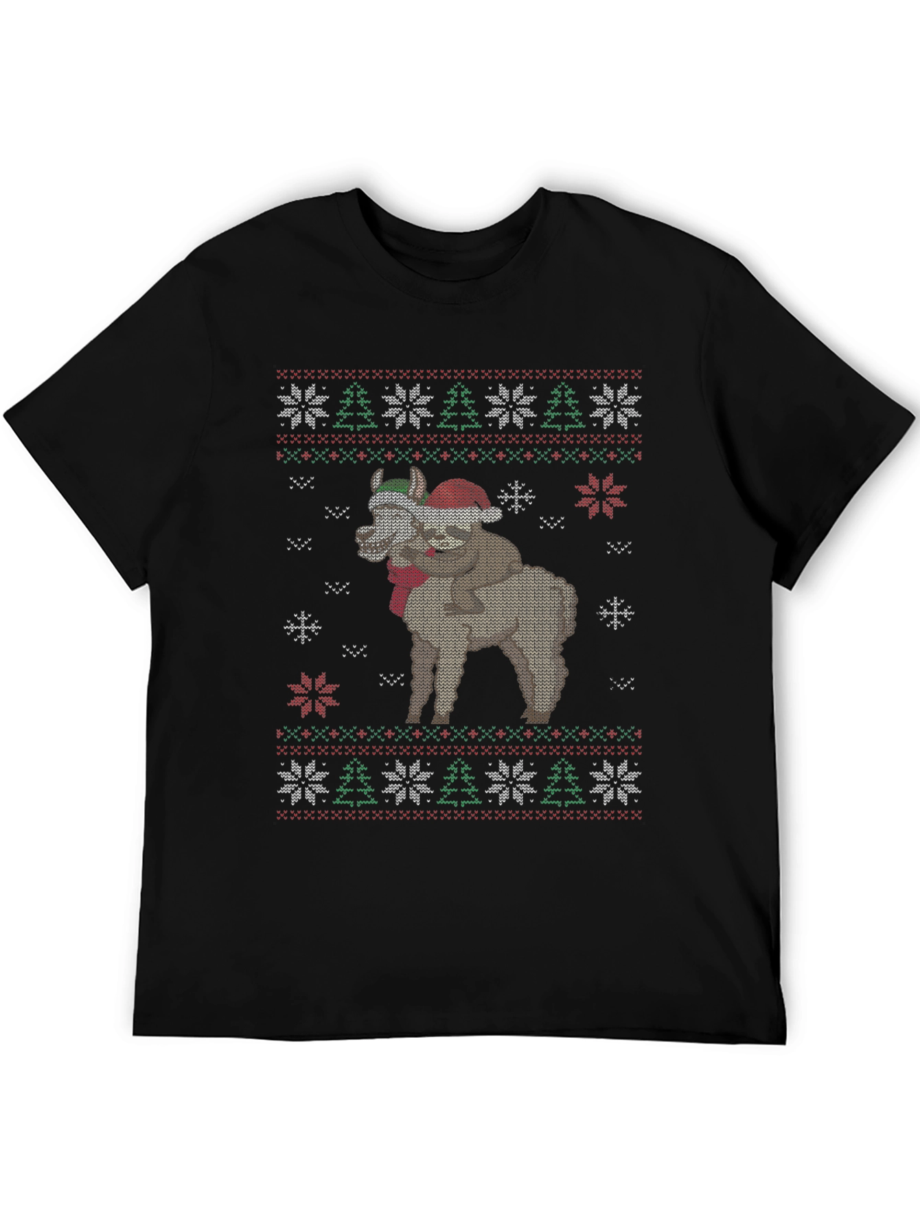 Christmas Sloth Alpaca Ugly Sweater Graphic T-Shirt