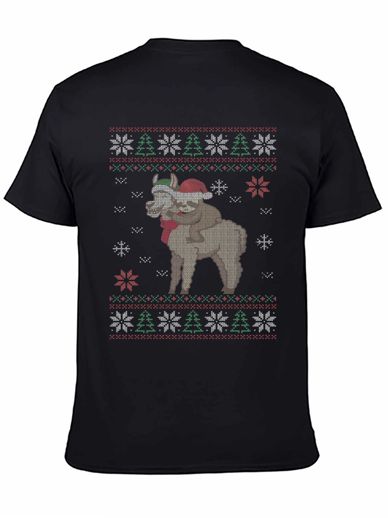 Christmas Sloth Alpaca Ugly Sweater Graphic T-Shirt