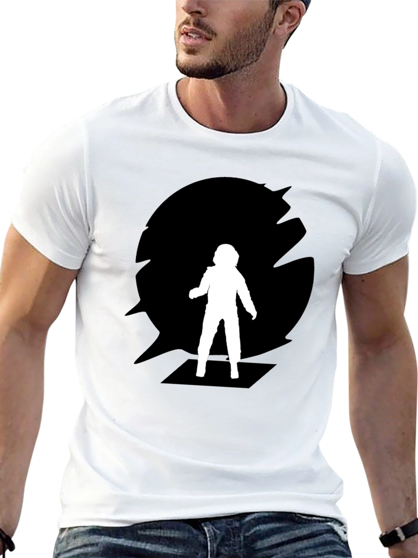 Astronaut Silhouette Black Crew Neck T-Shirt